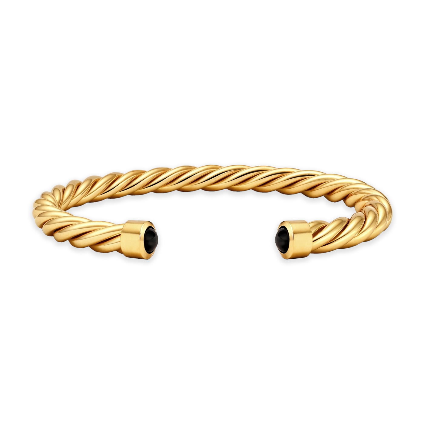 Gold Plated Twisted Cable Cuff 7mm premium men’s cable cuff bracelet front view