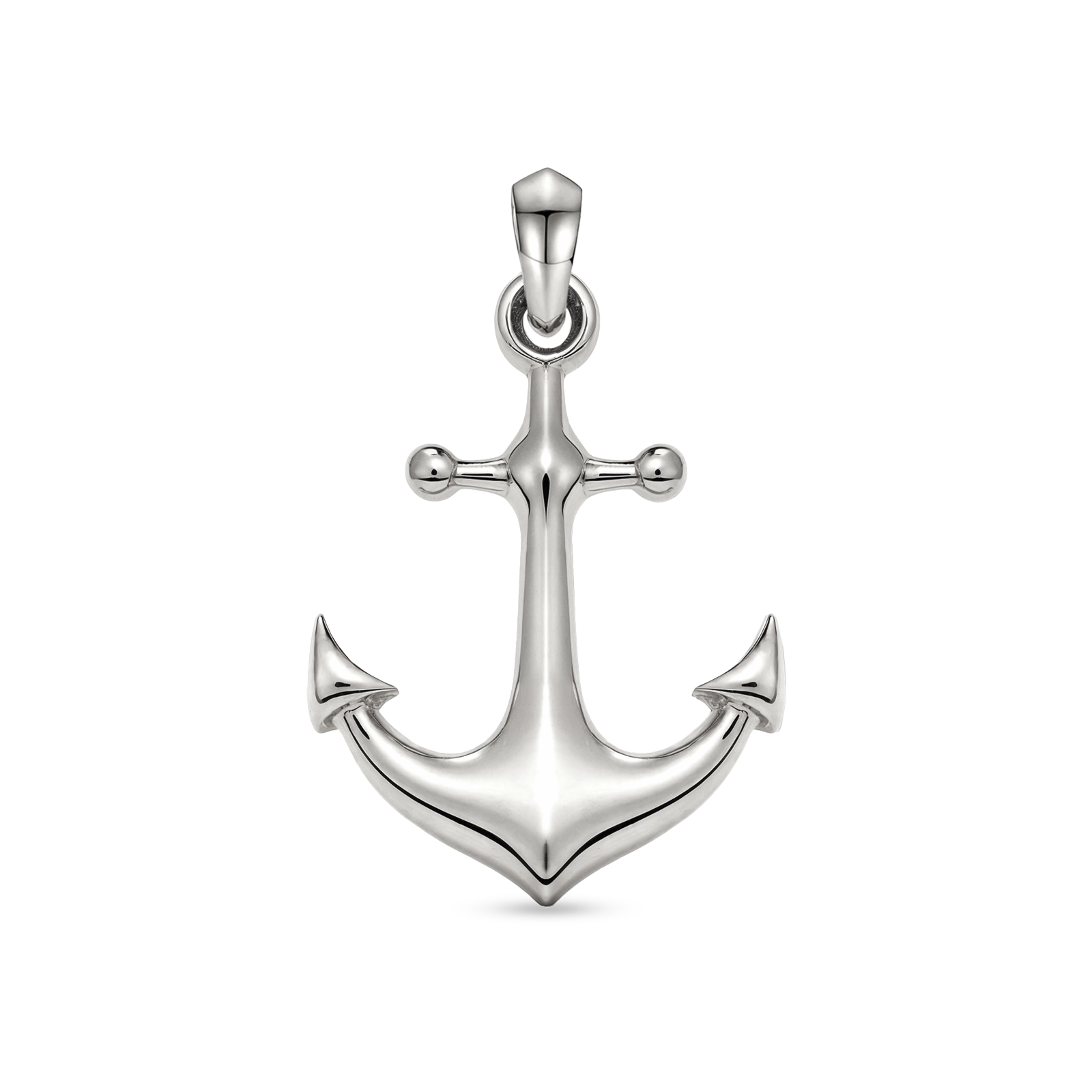 Men’s White Gold Plated anchor pendant 34mm with refined maritime design, Julivno