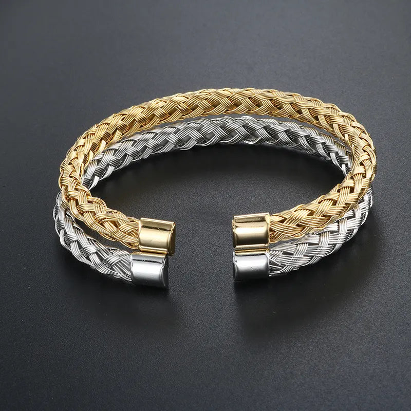 Men’s luxury cable cuff bracelet 7.5mm with 18K Gold Plated finish, Julivno