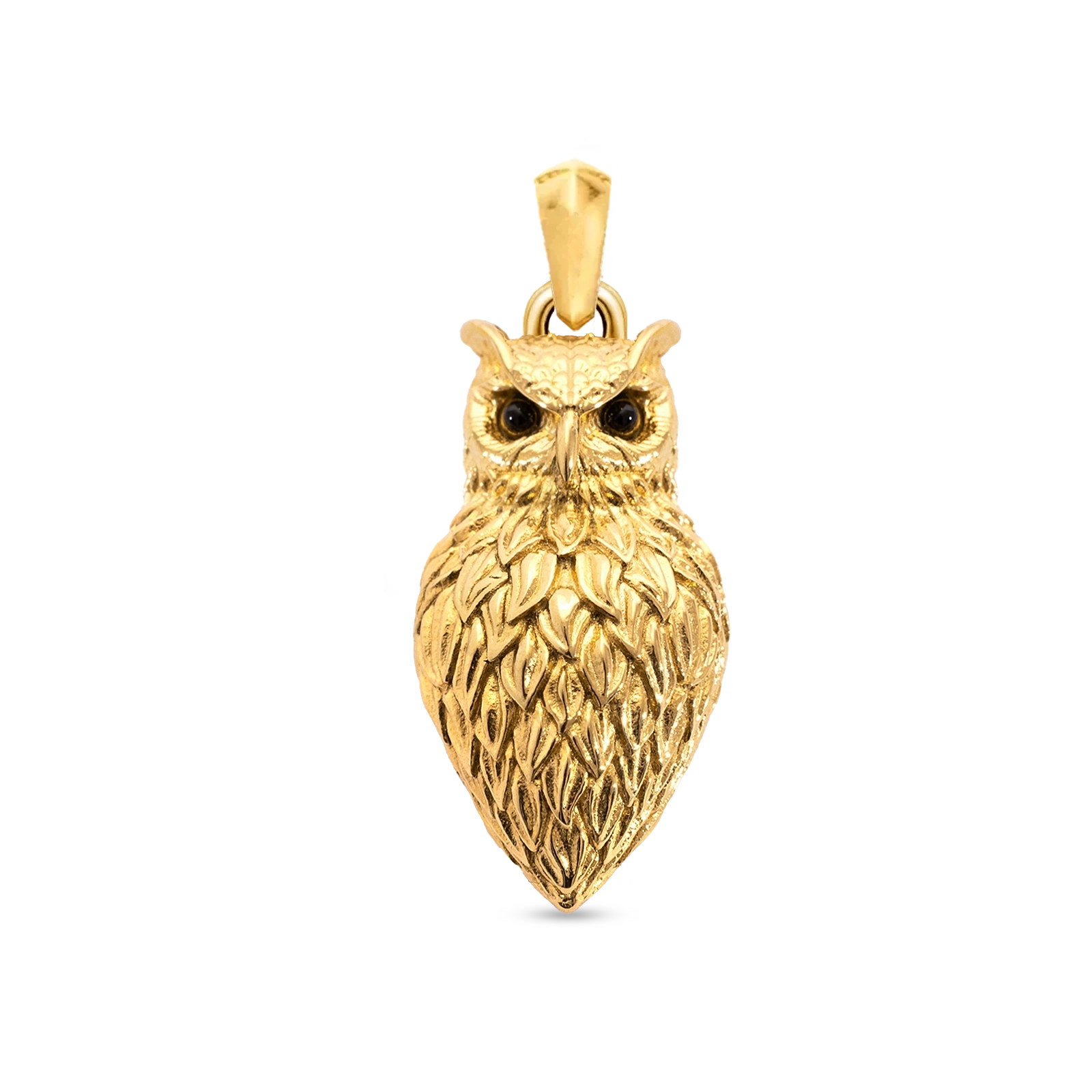 Men’s 18K Gold Plated owl pendant, Julivno 28mm