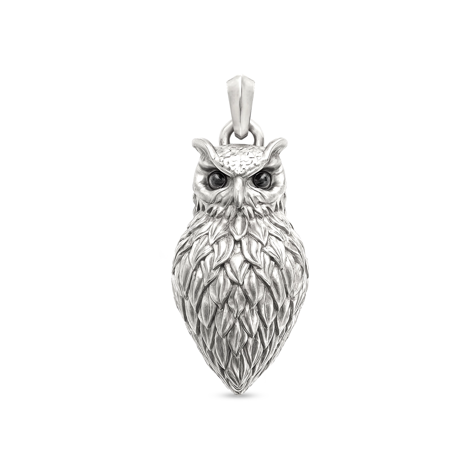 Men’s 18K Silver Plated owl pendant, Julivno 28mm