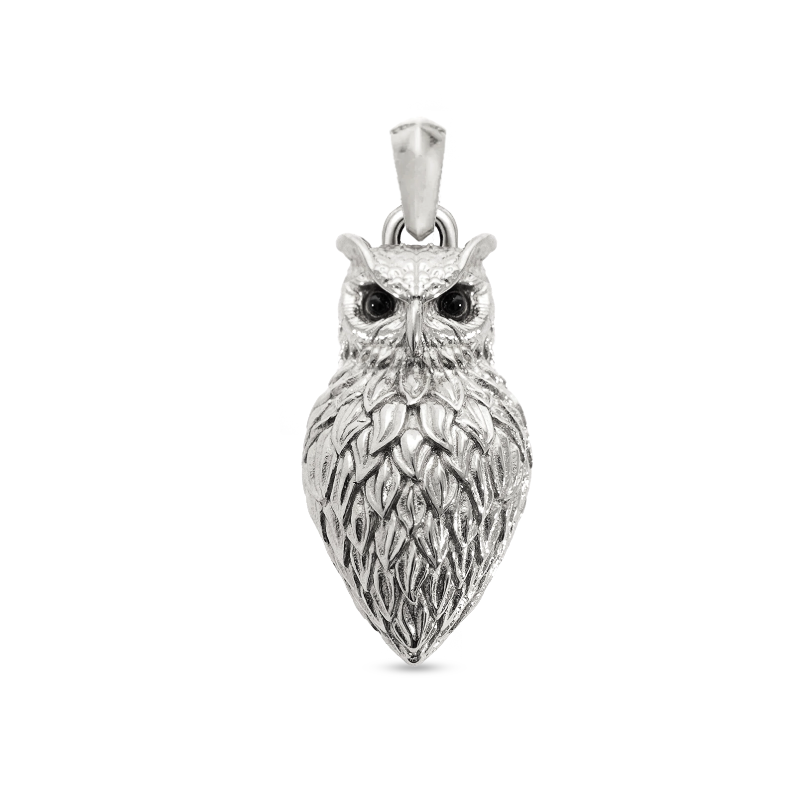 Men’s 18K Silver Plated owl pendant, Julivno 28mm