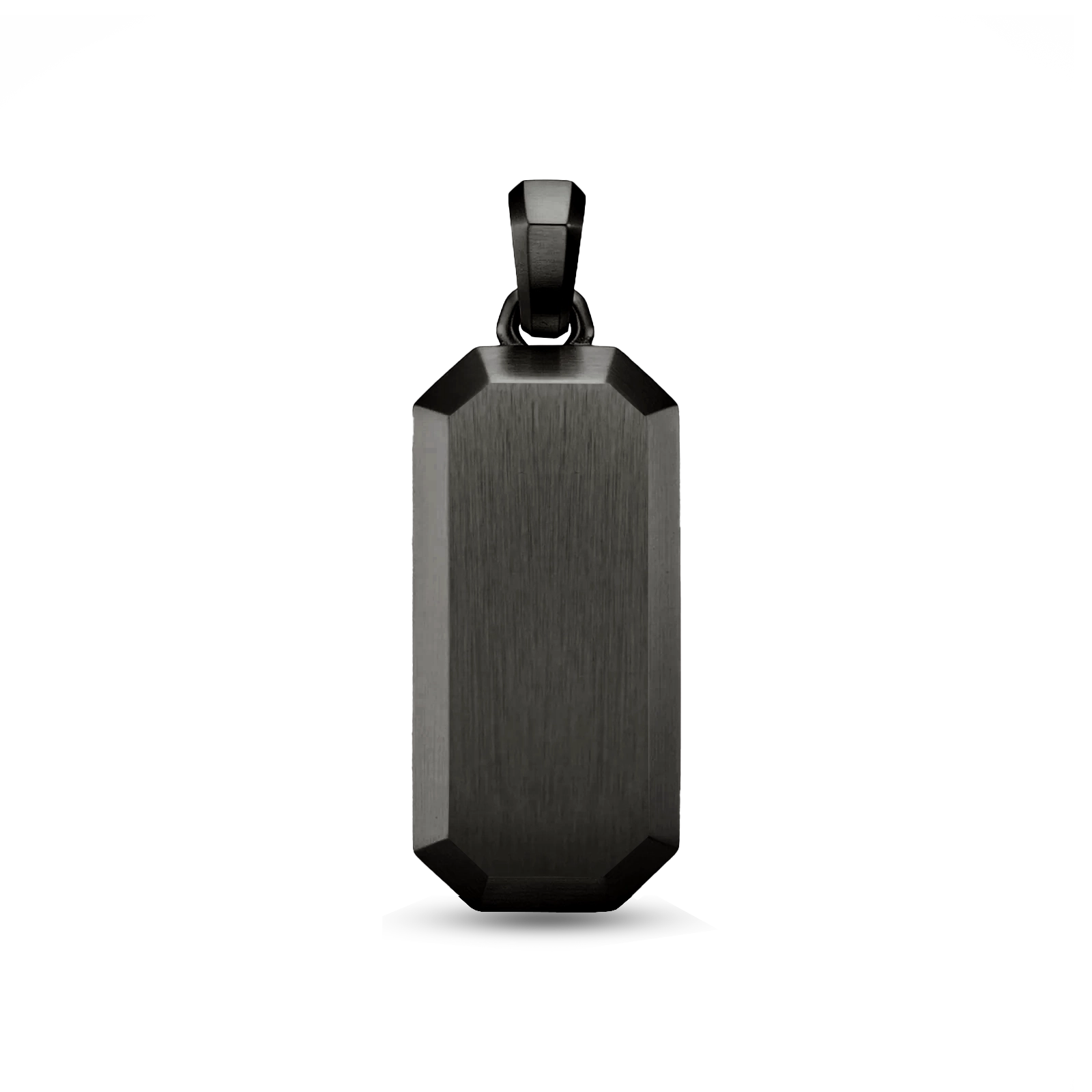 Men’s Black Rhodium Plated rectangle pendant 25mm with brushed matte finish, Julivno