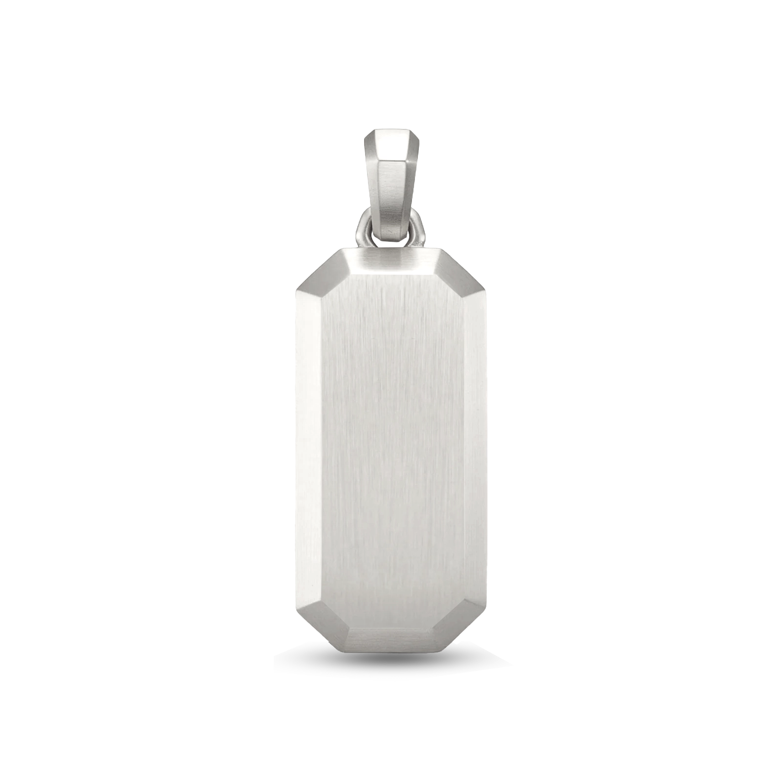Men’s White Gold Plated rectangle pendant with brushed finish, Julivno