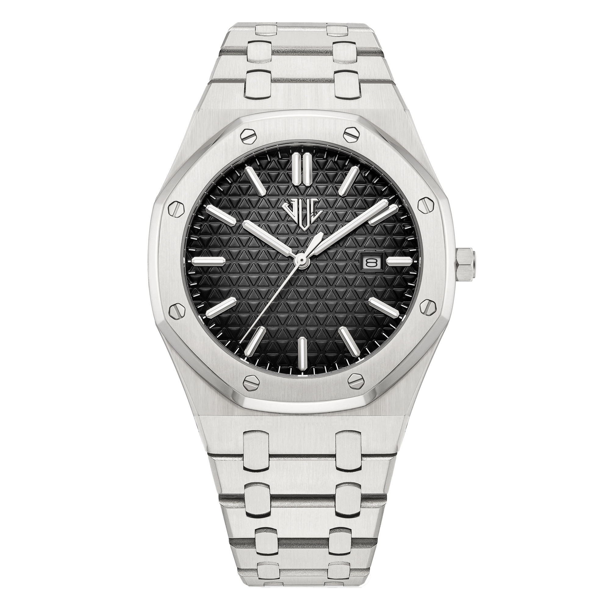 Men’s luxury Vector Watch 41mm in stainless steel with textured black and grey dial, Julivno