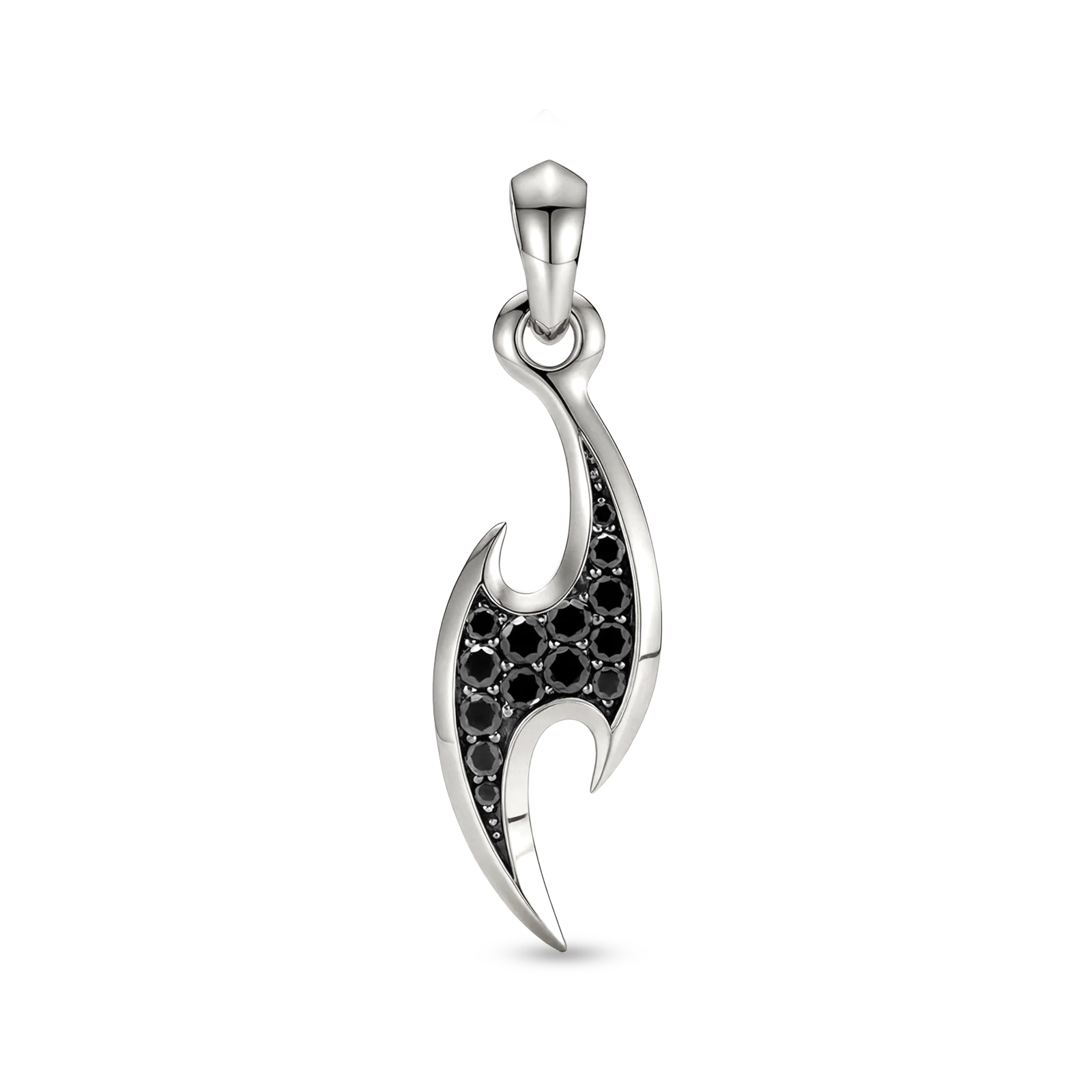 Ninja blade pendant 18K white gold plated with black zircon 30mm