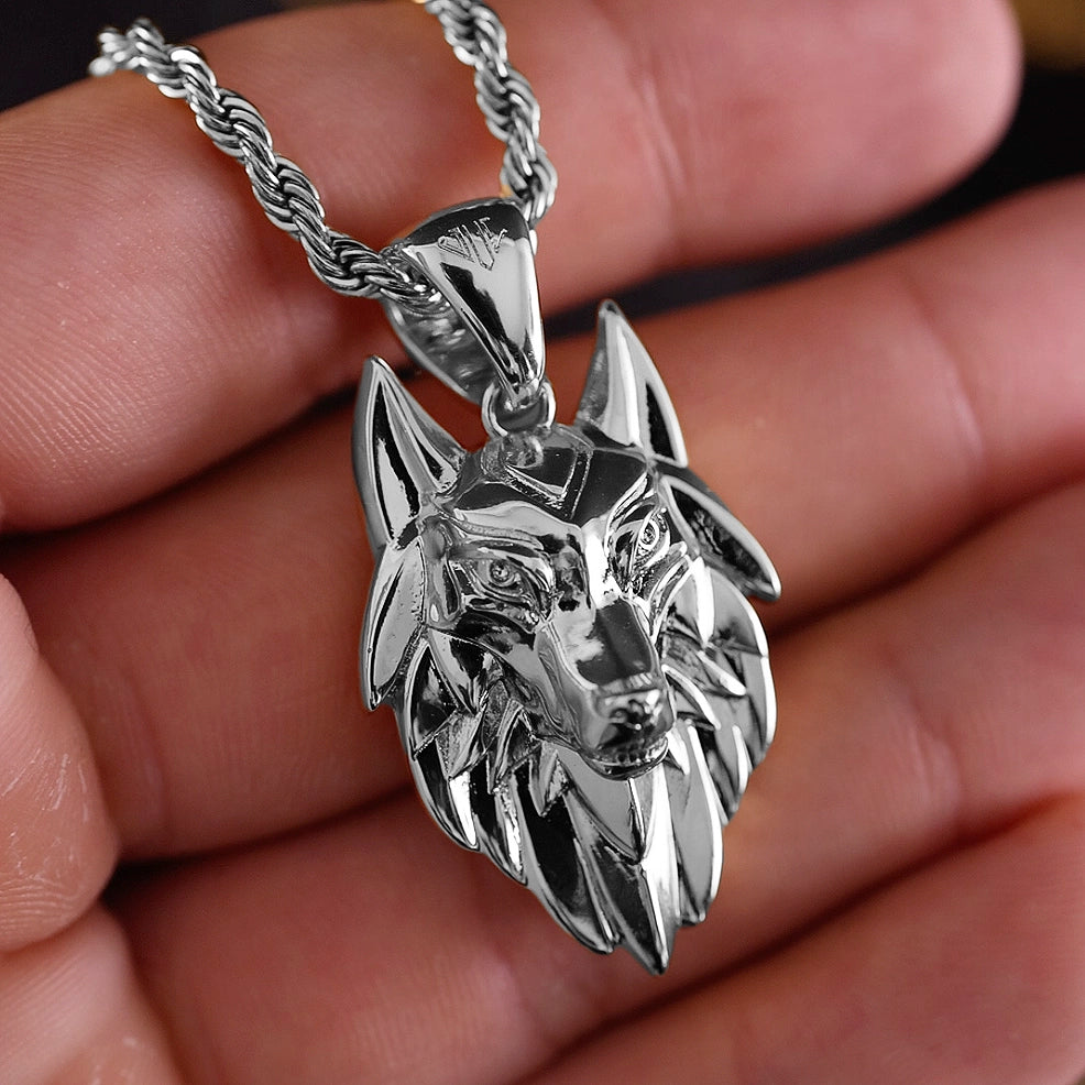 WOLF PENDANT - WHITE GOLD (34𝘮𝘮)