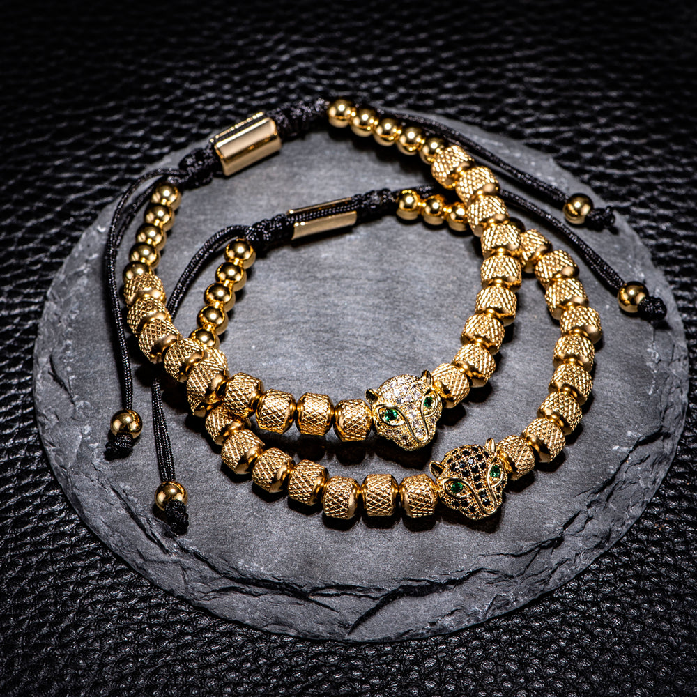 LEOPARD HEAD BRACELET - GOLD - JULIVNO