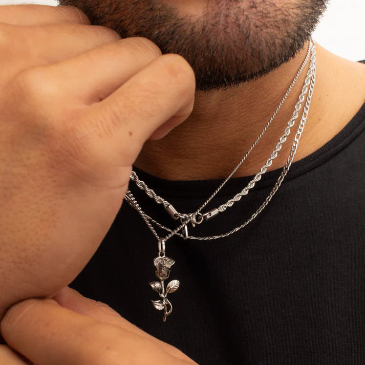ROSE PENDANT - WHITE GOLD - JULIVNO