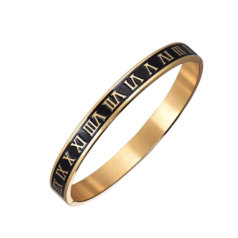 ROMAN BANGLE - BLACK/GOLD
