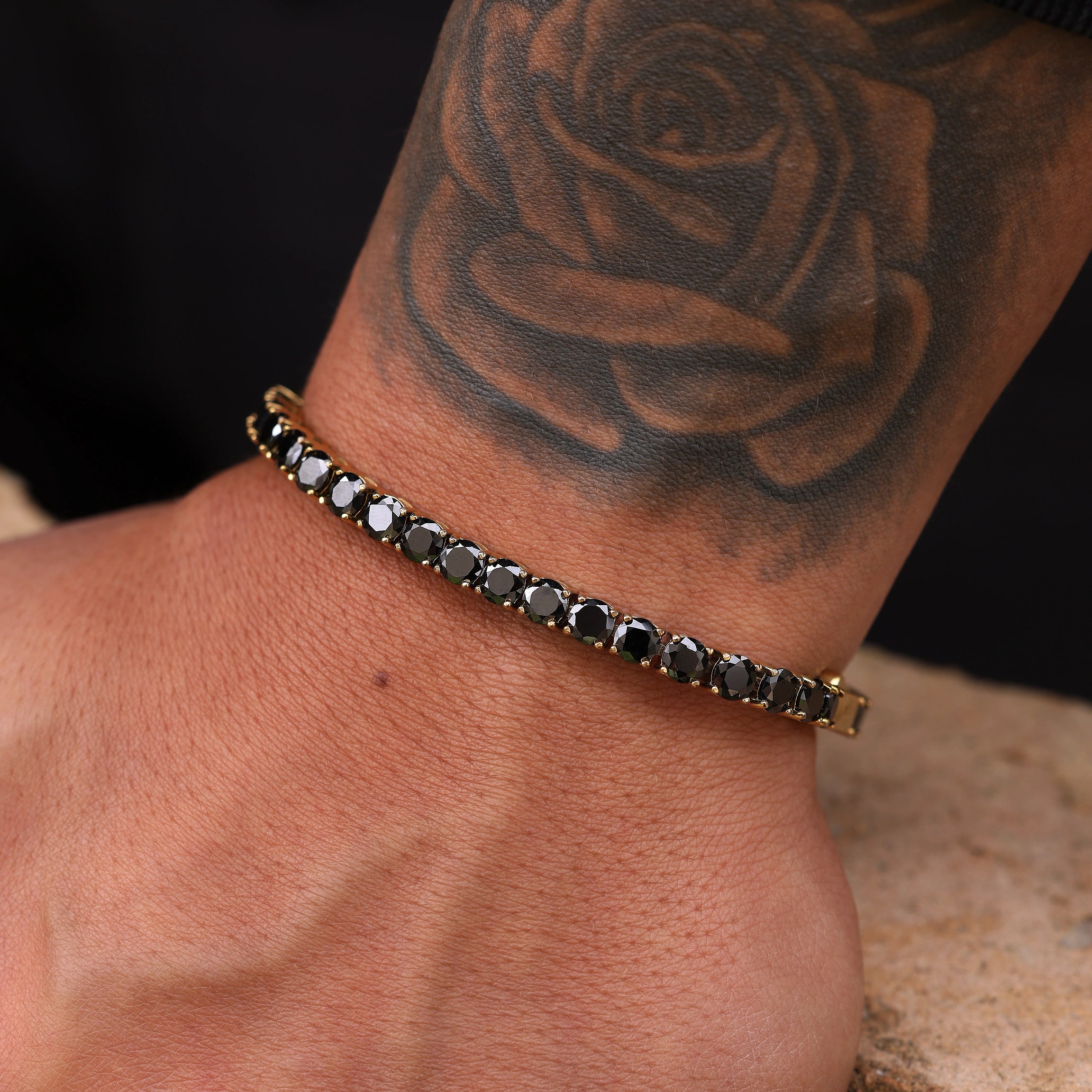 TENNIS MOISSANITE BRACELET - BLACK/GOLD (5𝘮𝘮)