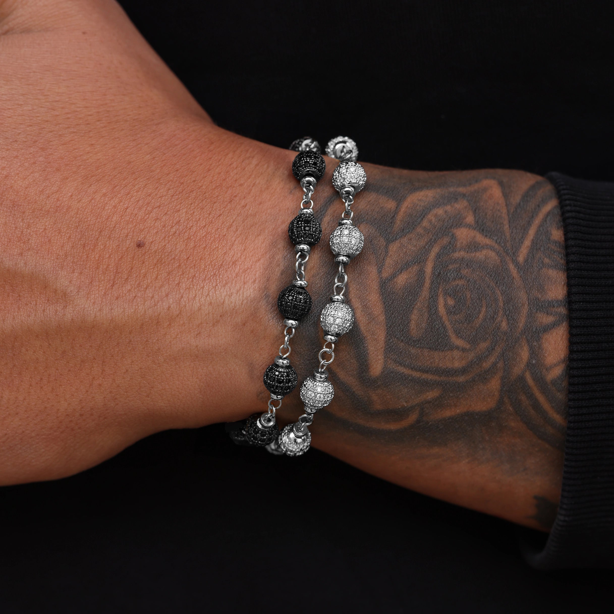 BALLS BRACELET -WHITE GOLD/BLACK