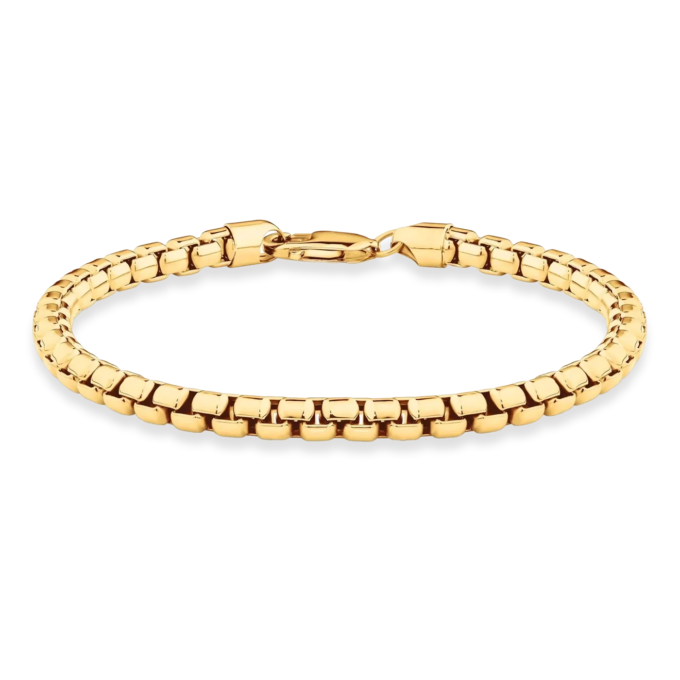 Box bracelet 5mm 18K gold plated for men