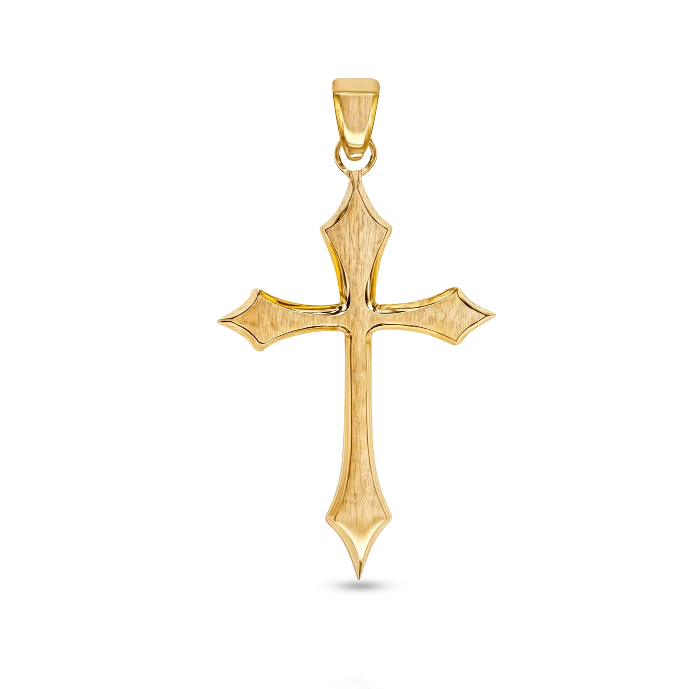 Brushed cross pendant 18K gold plated 38mm for men