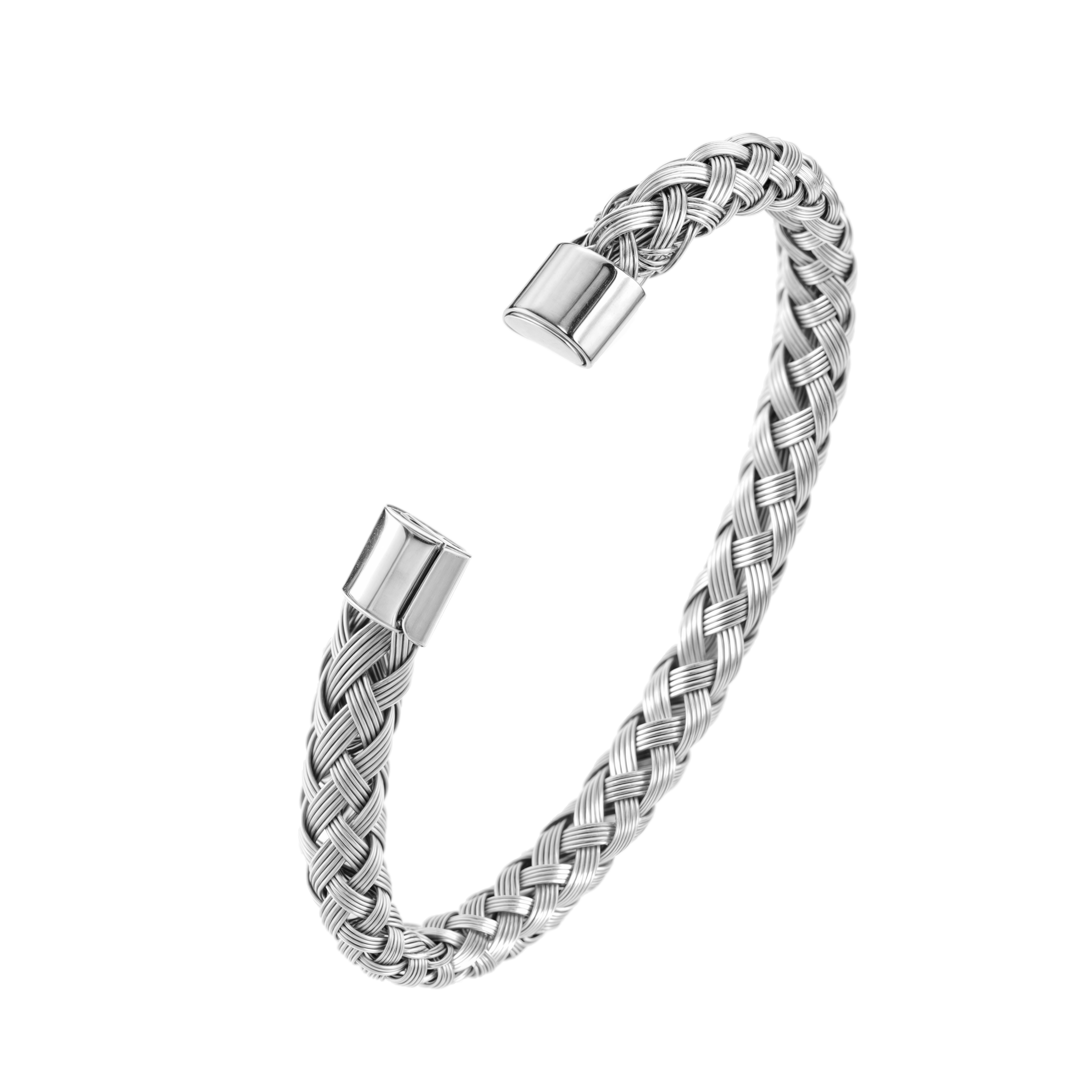 CABLE CUFF - WHITE GOLD
