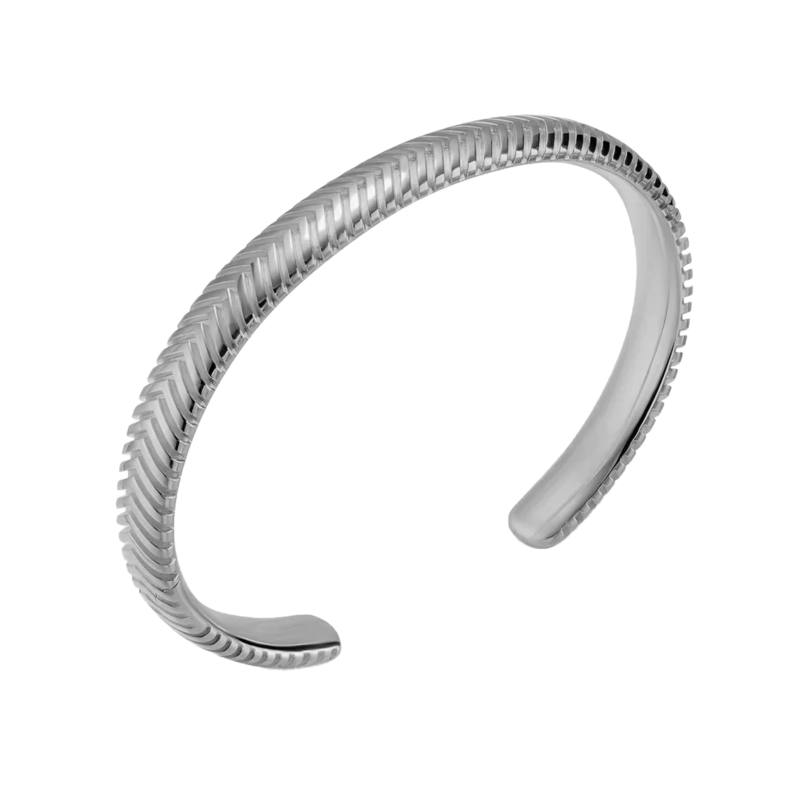 CHEVRON CUFF - WHITE GOLD