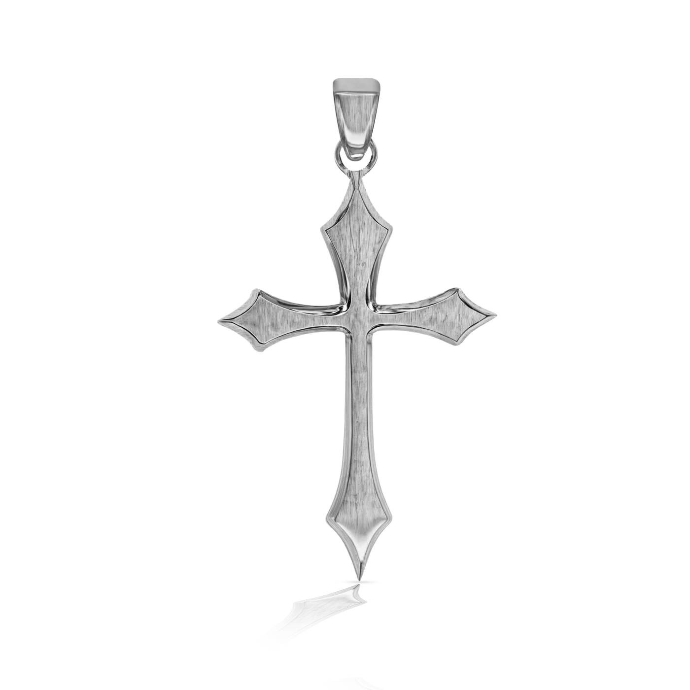 BRUSHED CROSS PENDANT - WHITE GOLD (38𝘮𝘮)