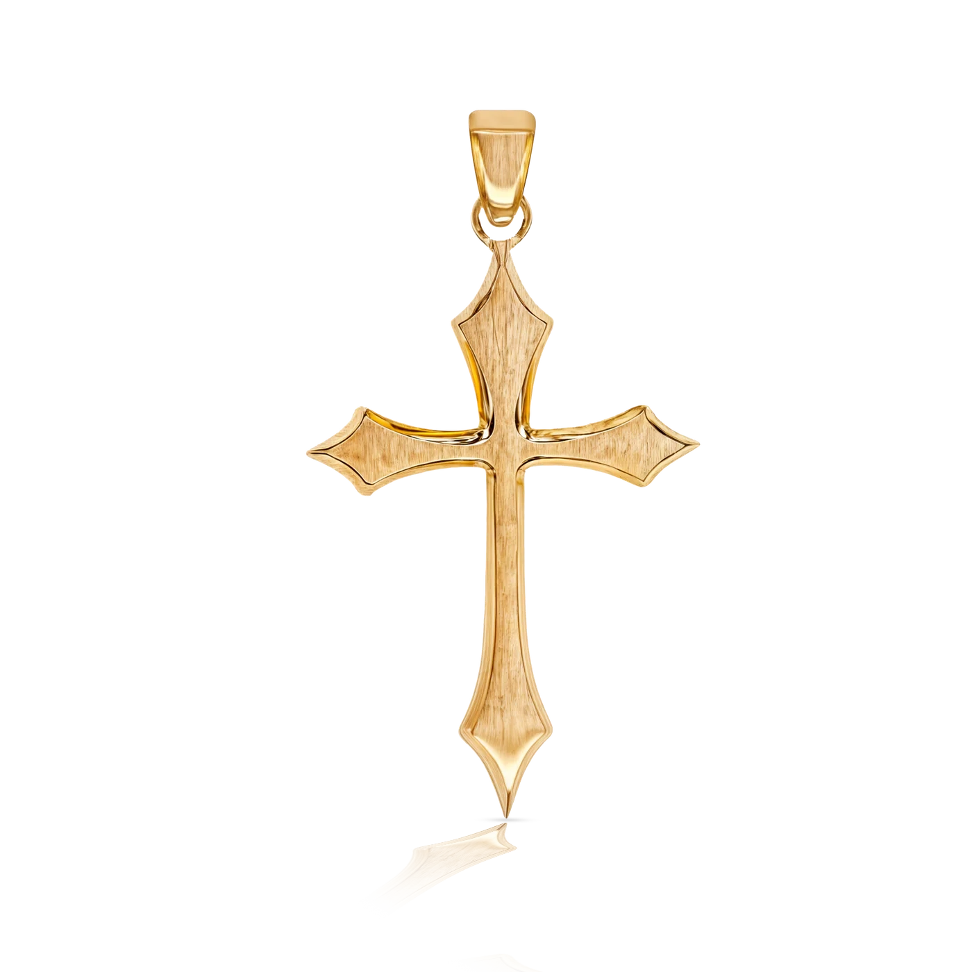 BRUSHED CROSS PENDANT - GOLD (38𝘮𝘮)
