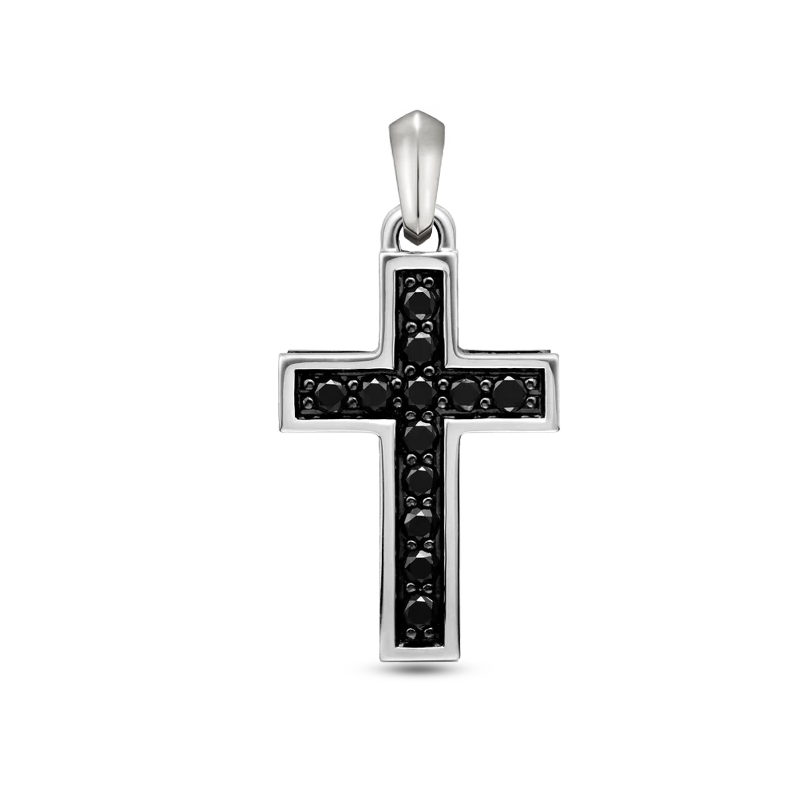 Crystal cross pendant in white gold 35mm for men