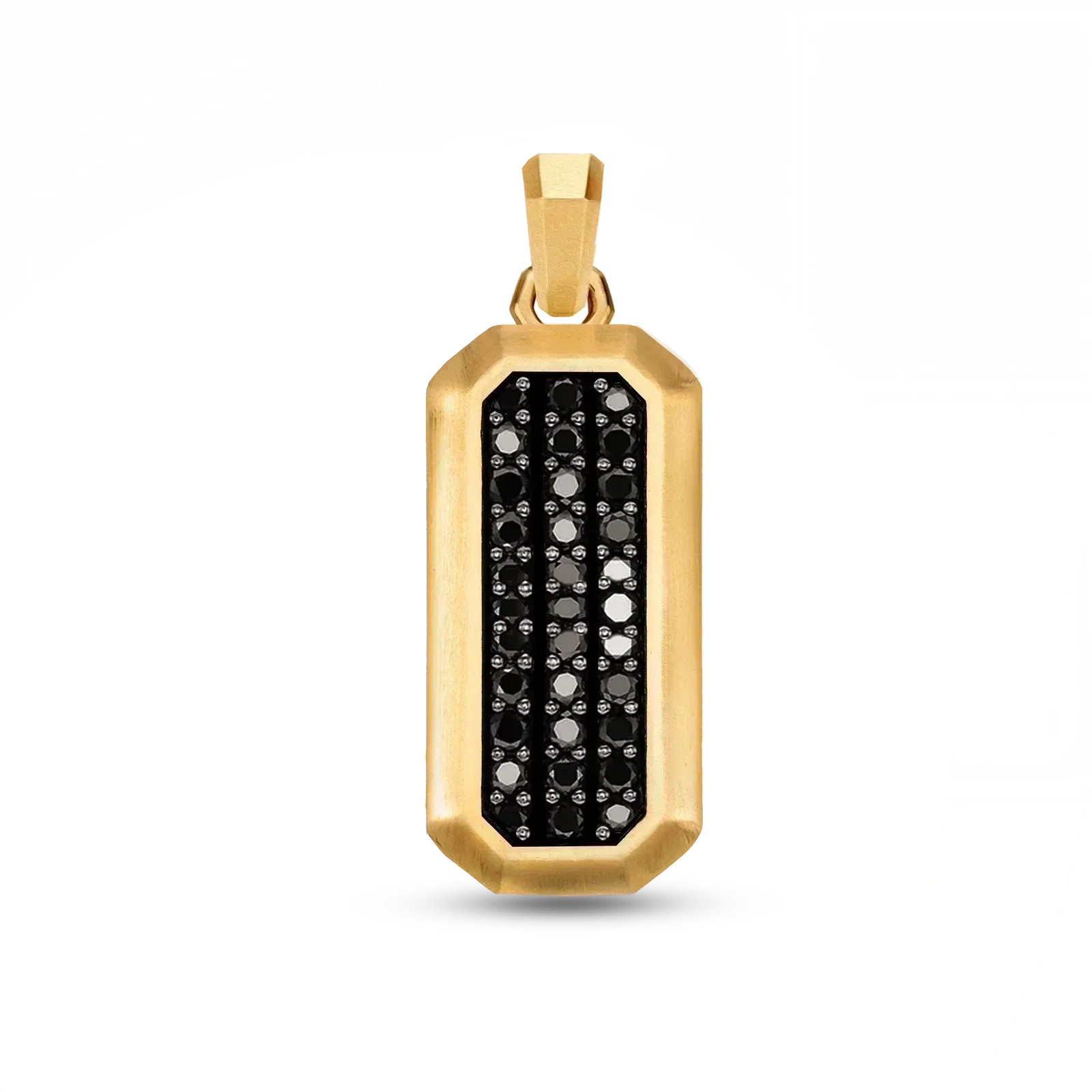 Rectangle pendant 18K gold plated with black zircon 25mm for men