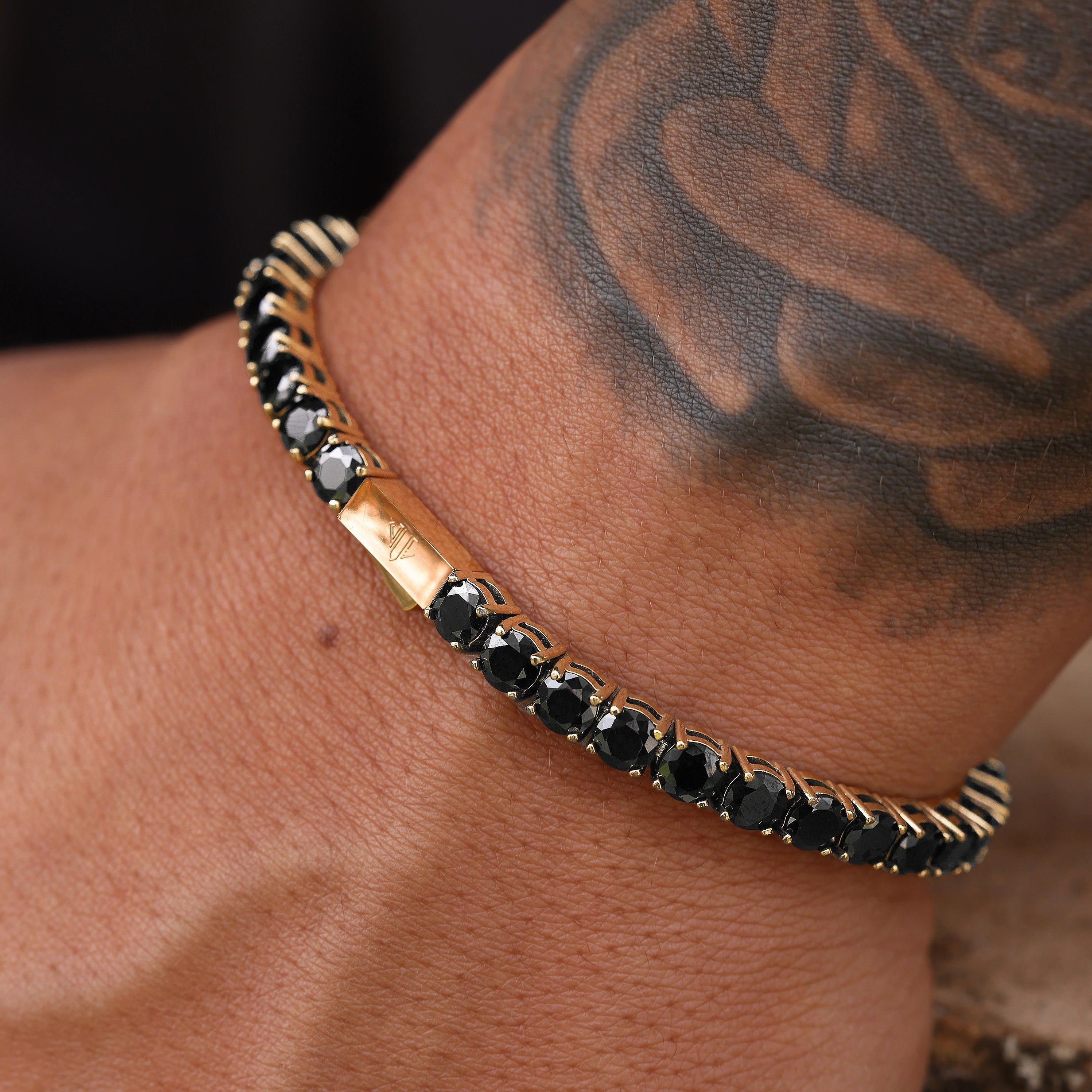 TENNIS MOISSANITE BRACELET - BLACK/GOLD (5𝘮𝘮)