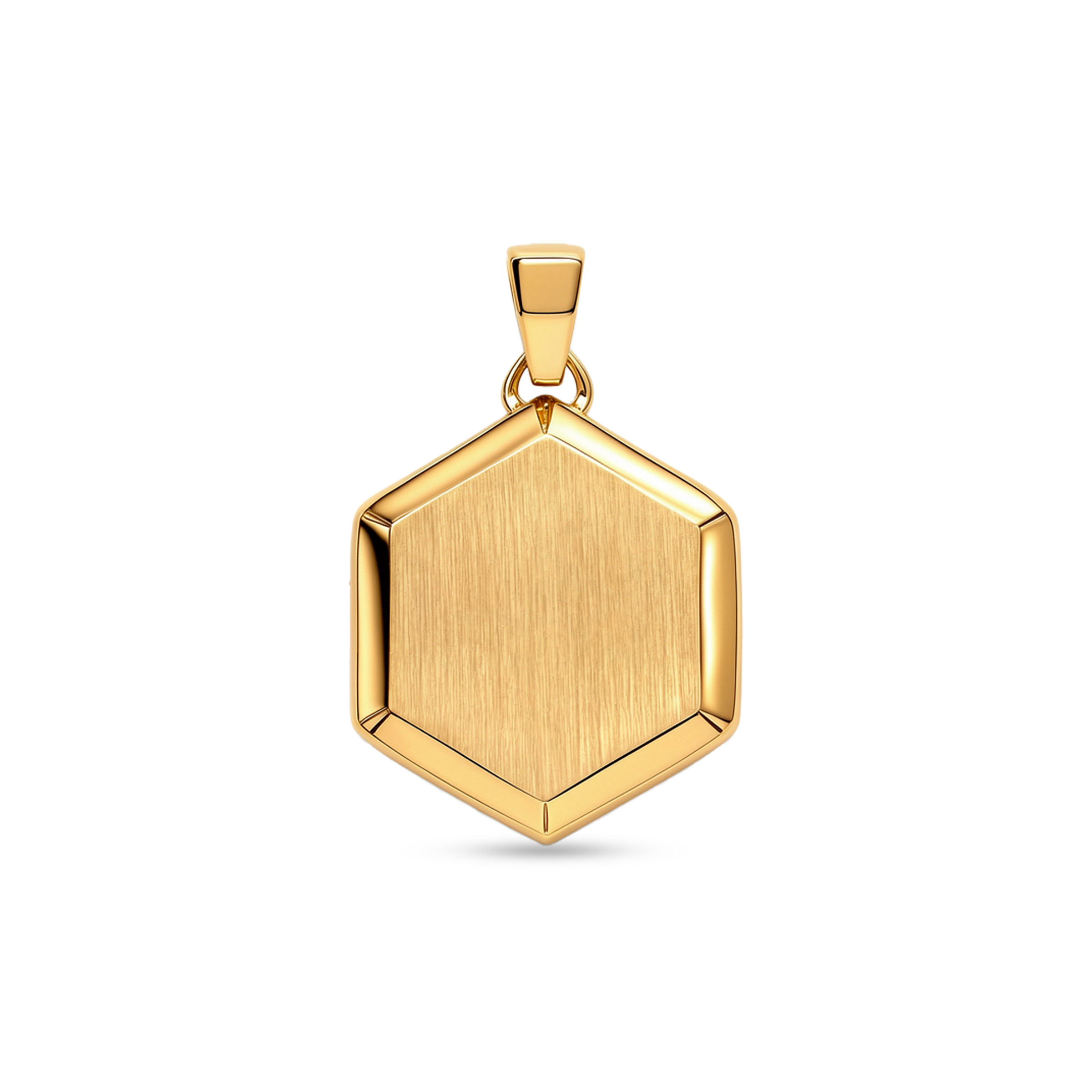 Hexagon pendant 18K gold plated 26mm for men
