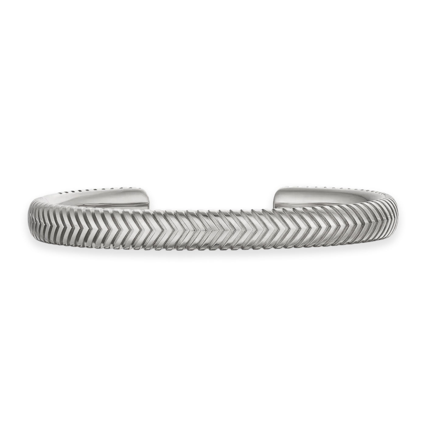 CHEVRON CUFF - WHITE GOLD