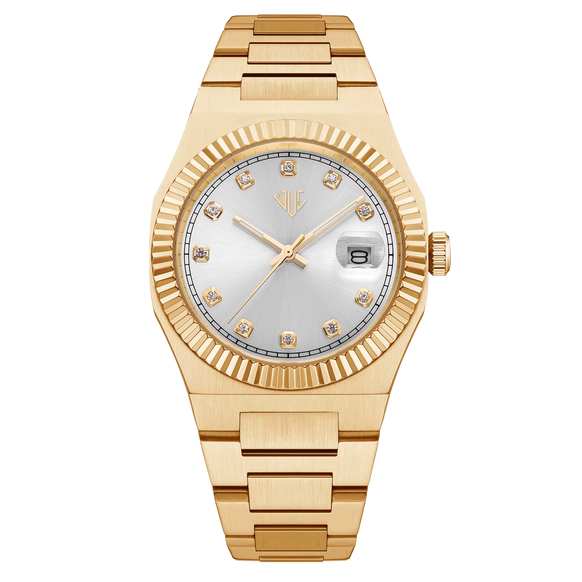 land dweller rolex design inspired
Julivno Royal Watch 40mm 18K gold plated with white zircon for men