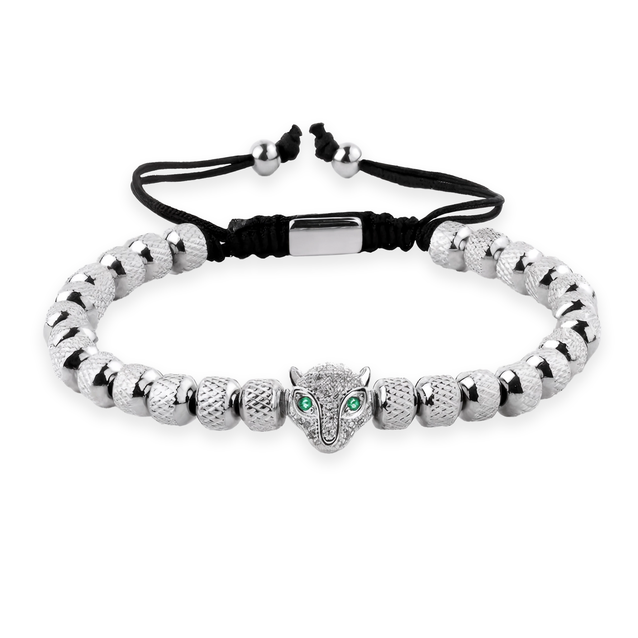 TÊTE DE LÉOPARD ÉMERAUDE - OR BLANC