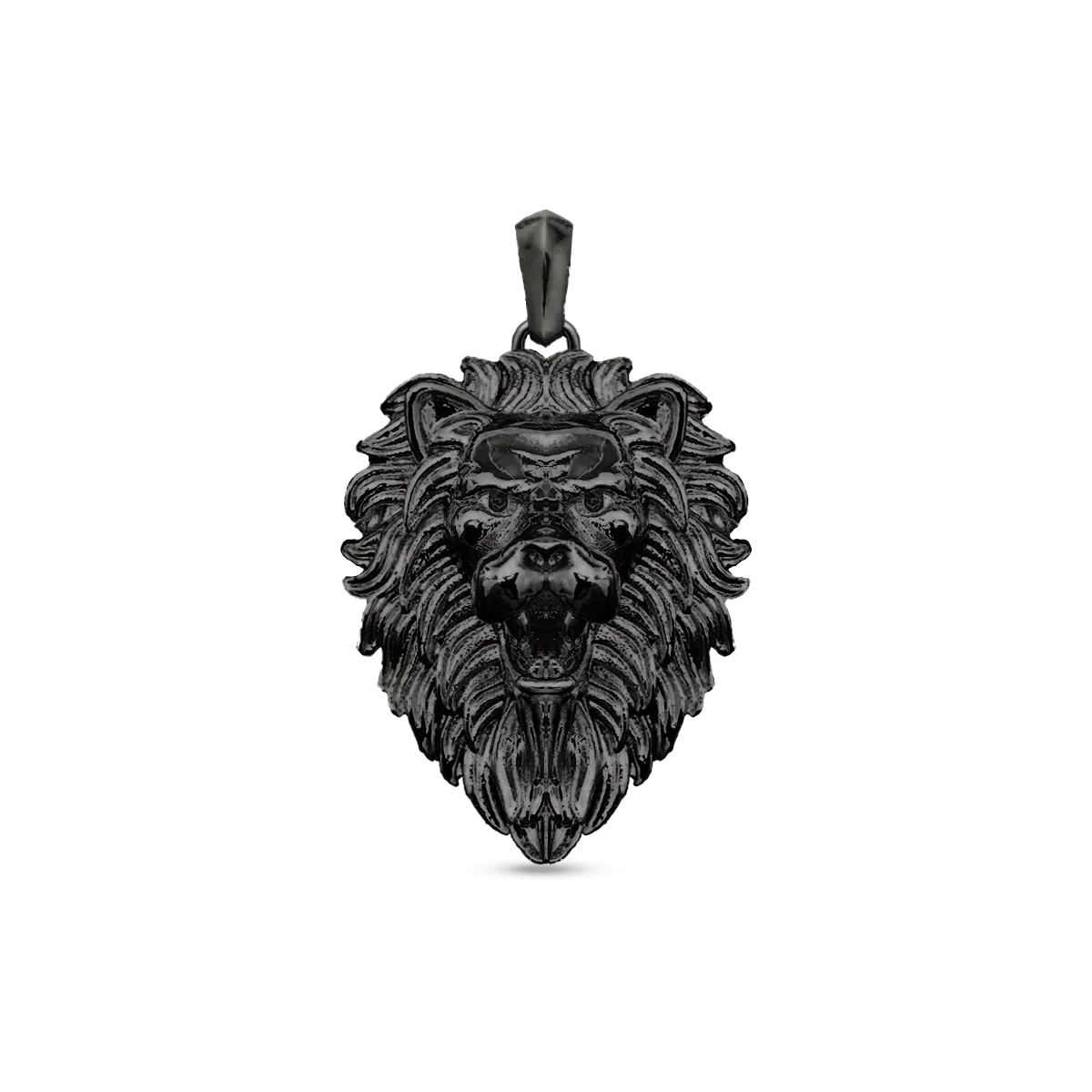 Lion pendant in black rhodium 30mm for men