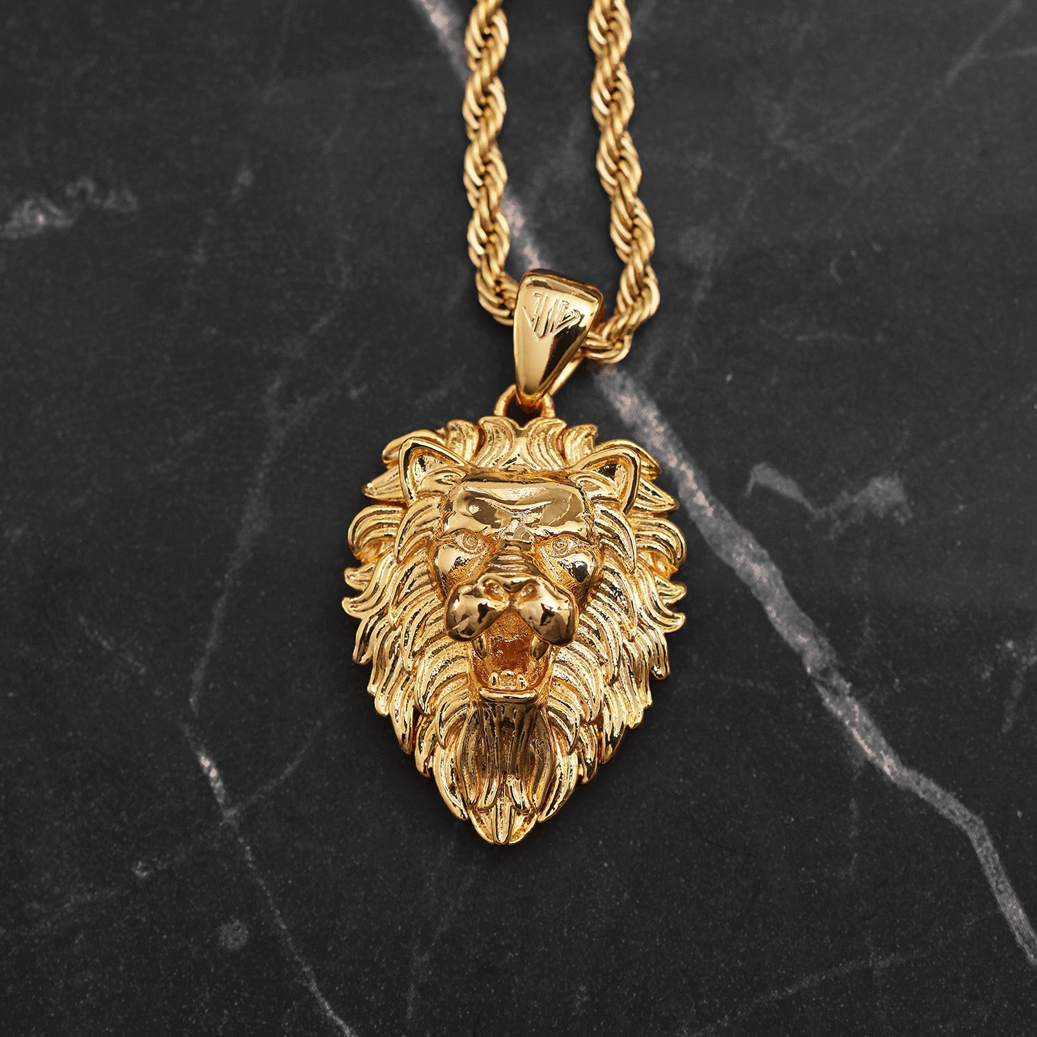Luxury gold plated lion pendant with detailed craftsmanship