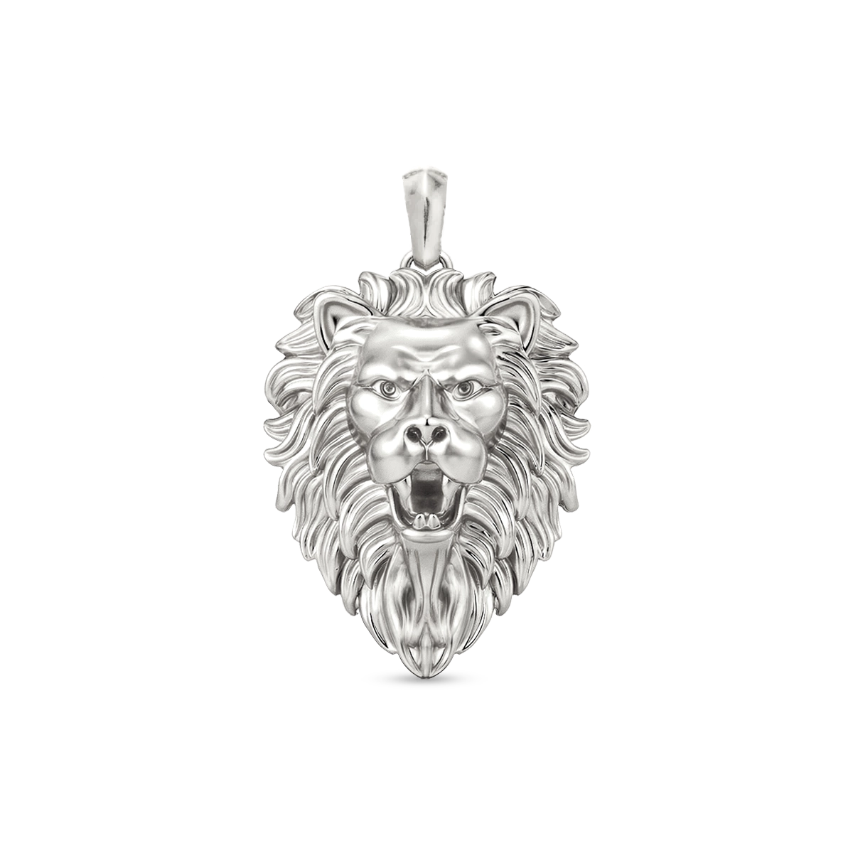 Lion pendant in white gold 30mm for men