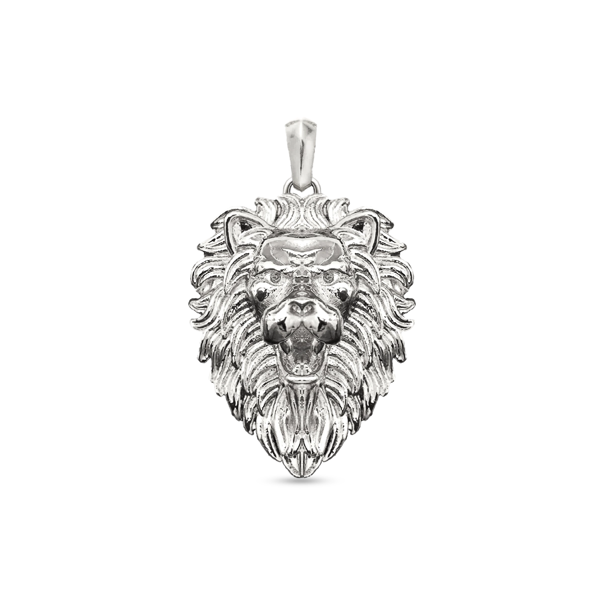 Lion pendant in white gold 30mm for men