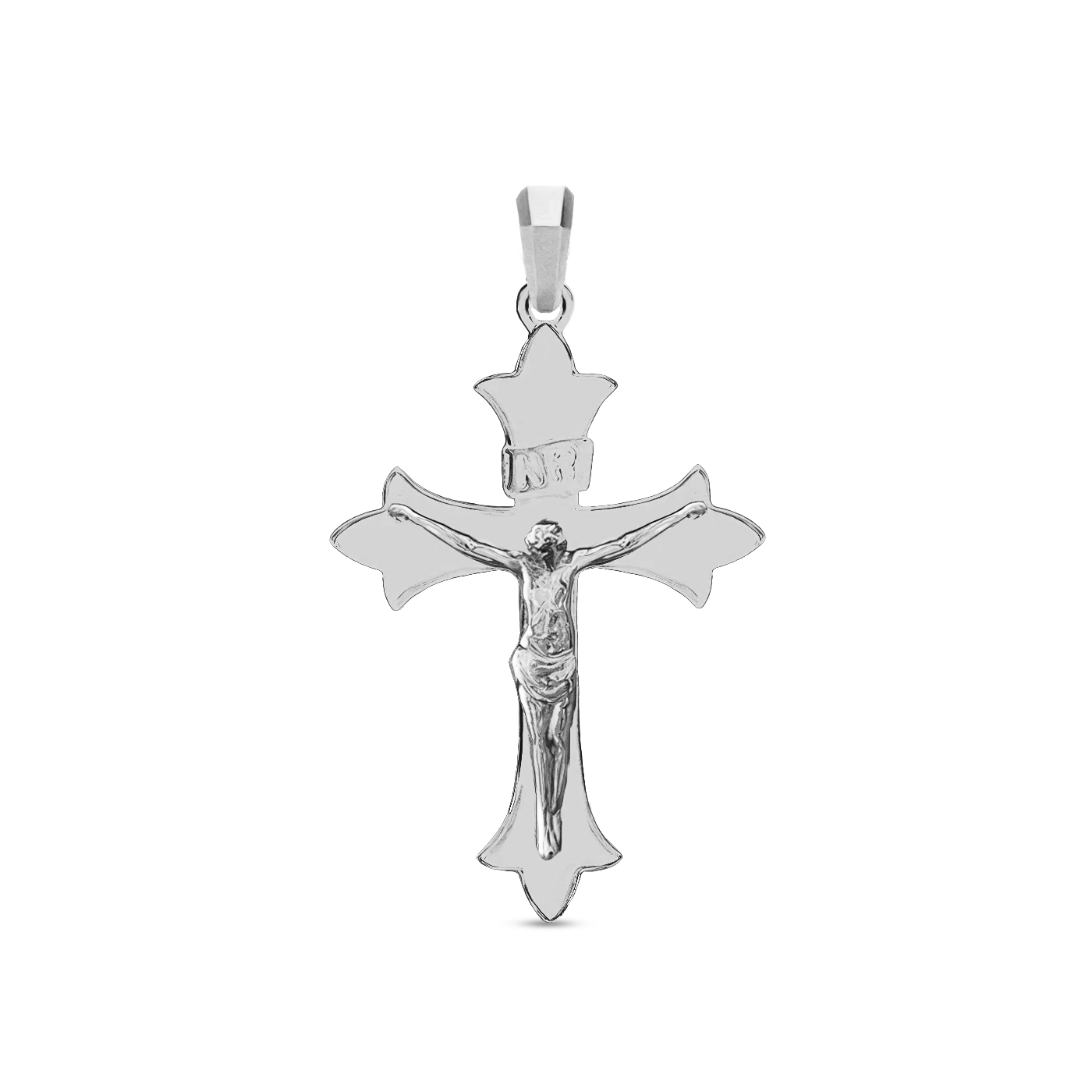 Medieval cross pendant white gold plated 35mm for men