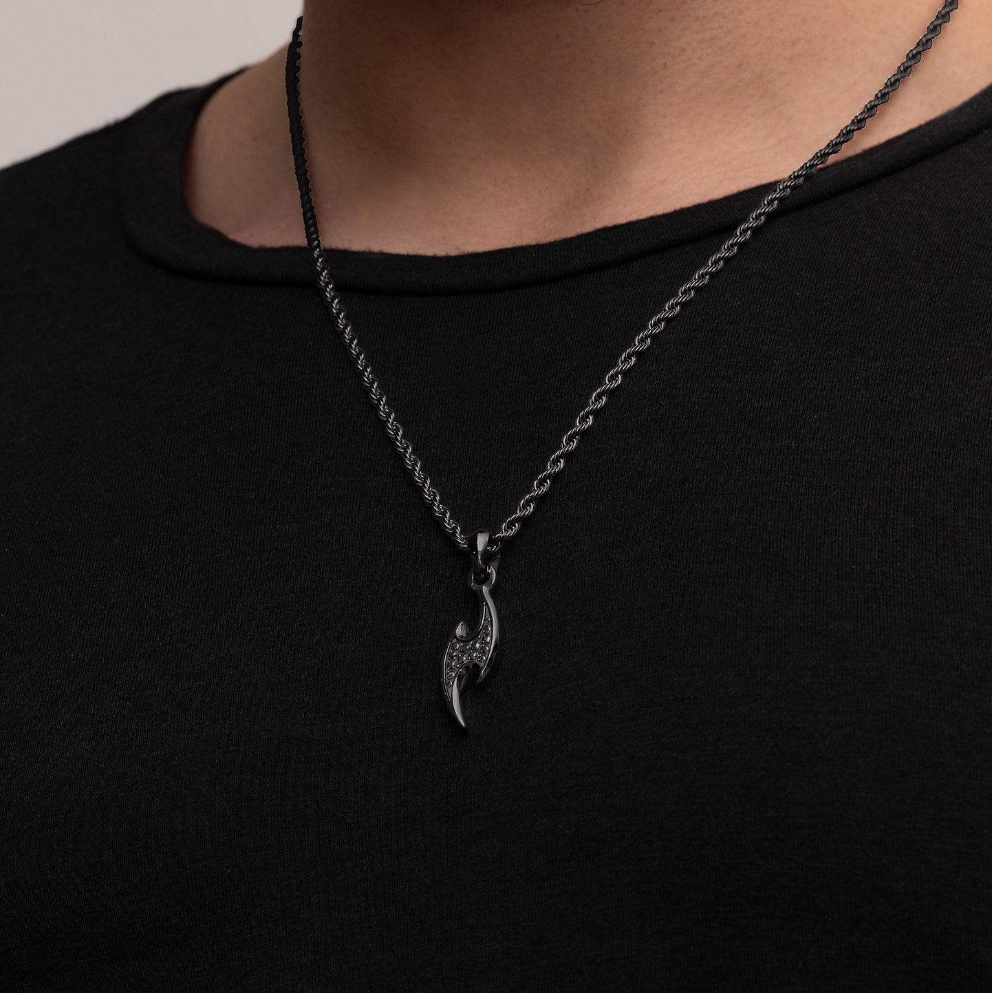 ninja knife pendant black close up