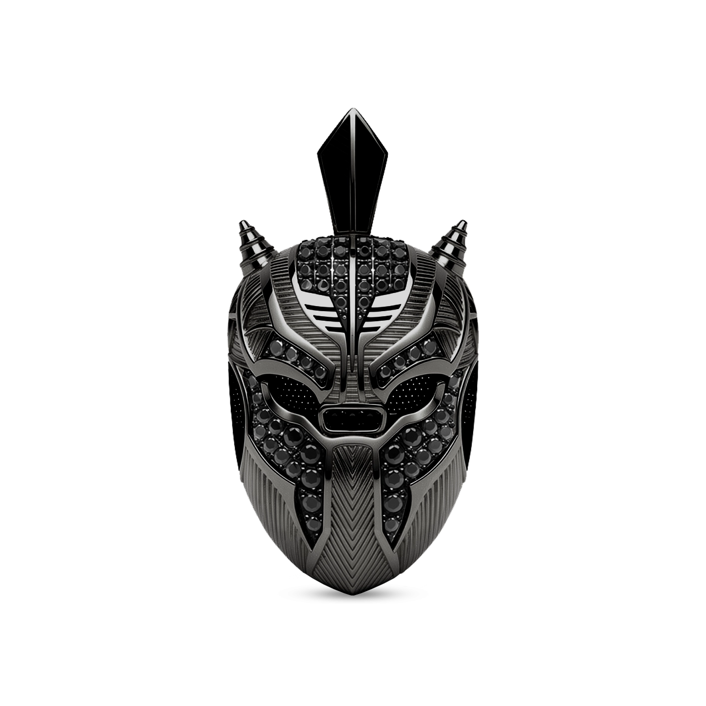 Panther pendant black rhodium plated with black zircon 30mm for men