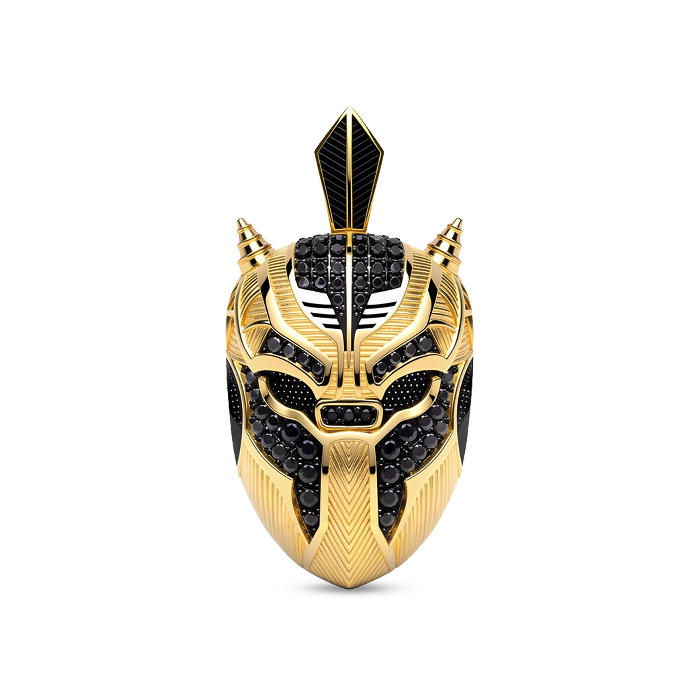 Panther pendant 18K gold plated with black zircon 30mm for men