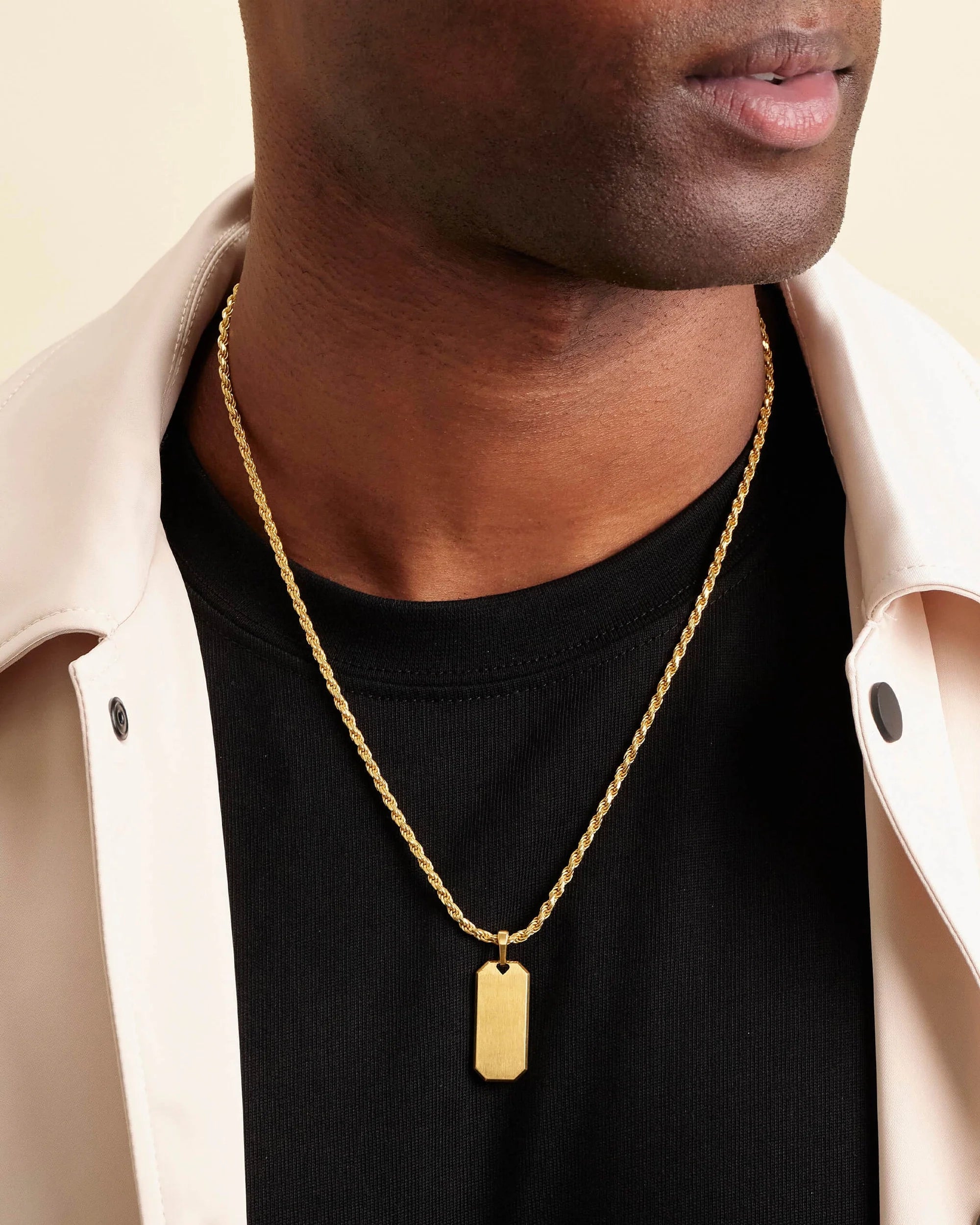 Premium gold plated rectangle pendant with custom engraving option