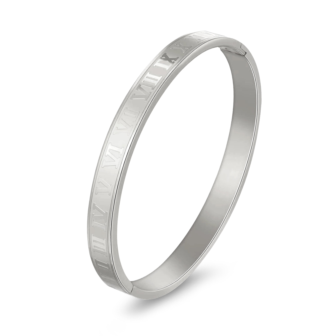 ROMAN BANGLE - WHITE GOLD