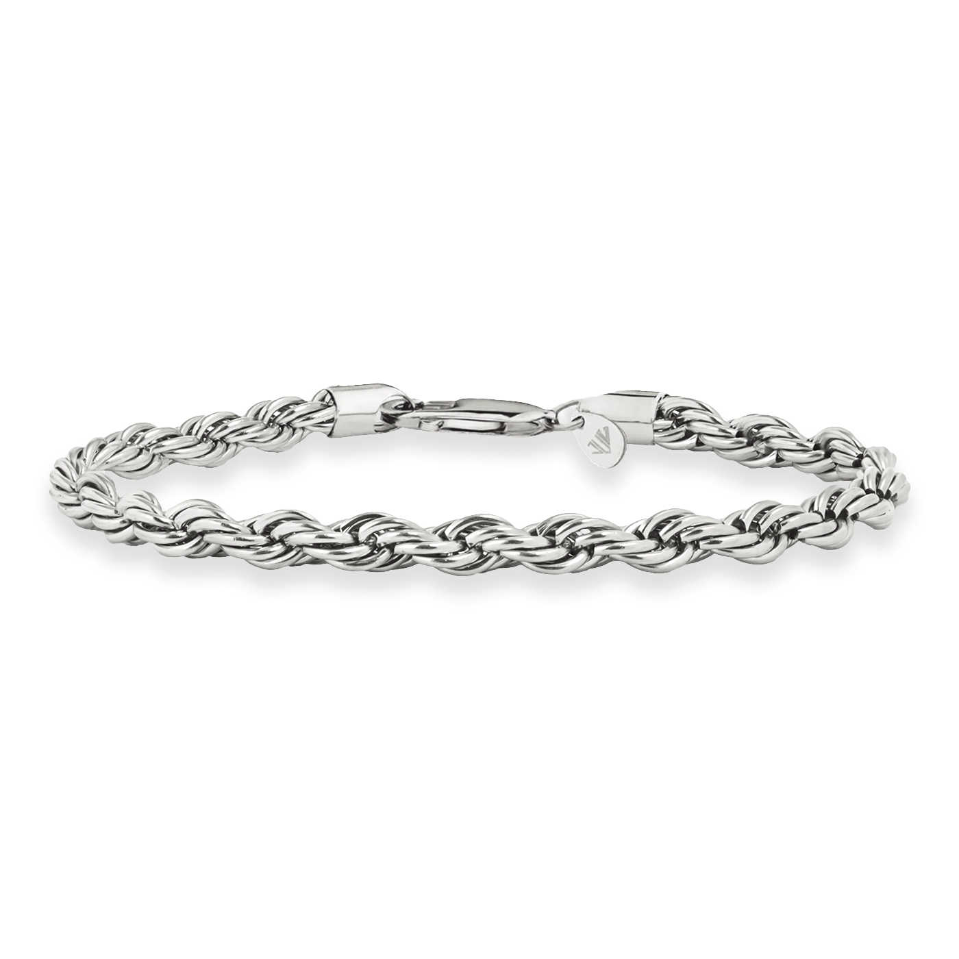 Rope bracelet 5mm silver for men