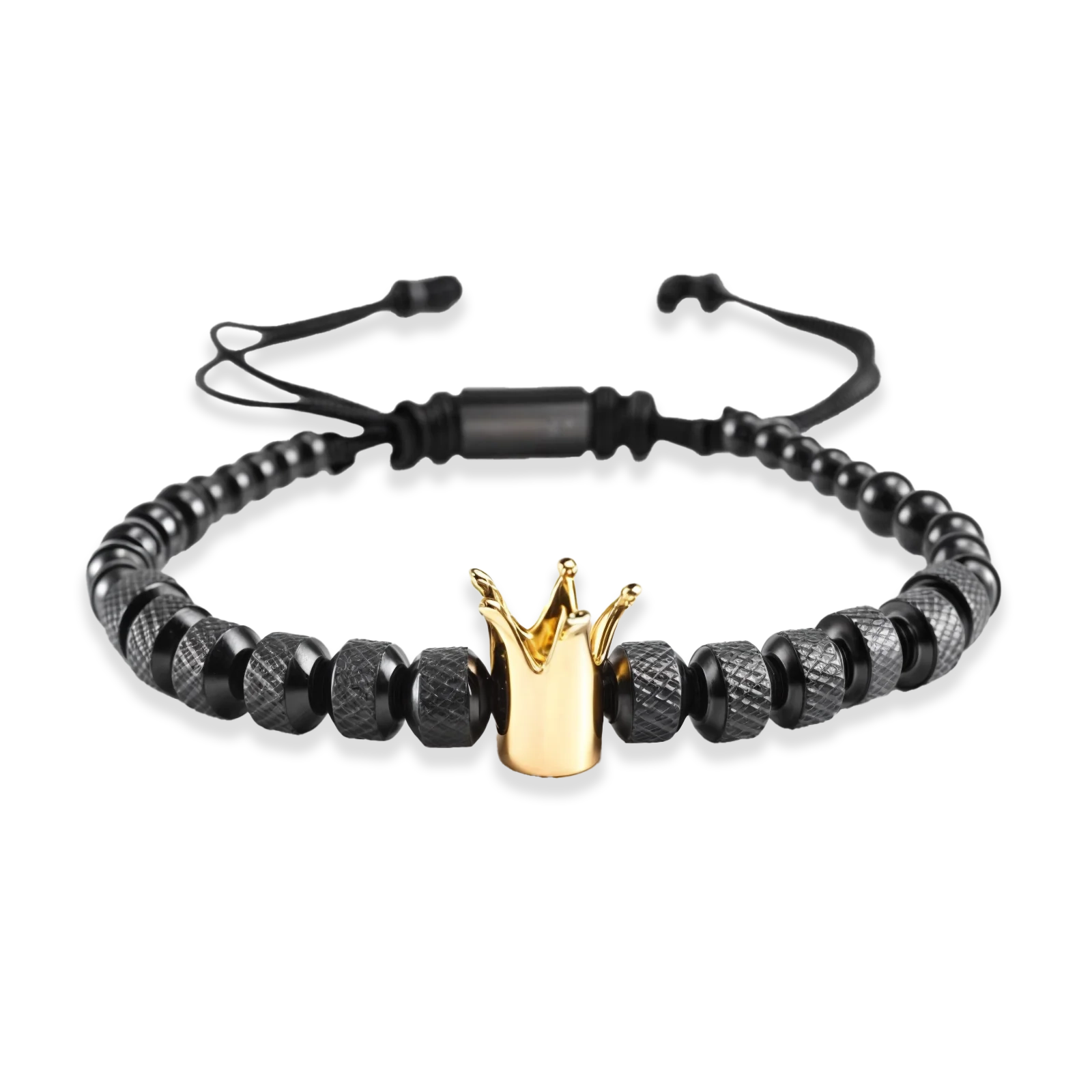 BRACELET COURONNE - NOIR/OR