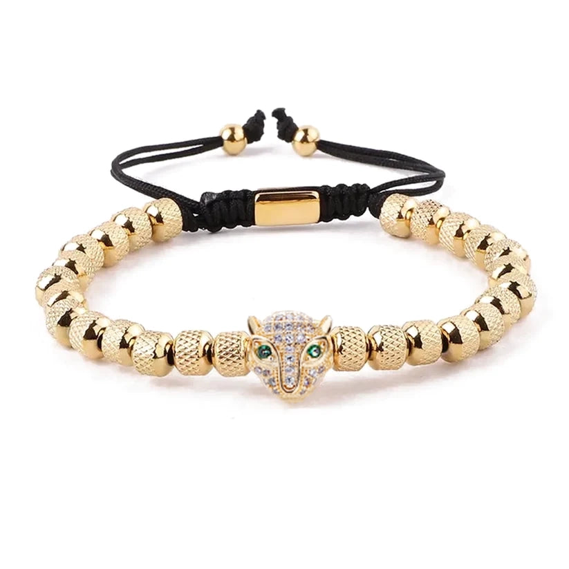 LEOPARD HEAD BRACELET - GOLD - JULIVNO