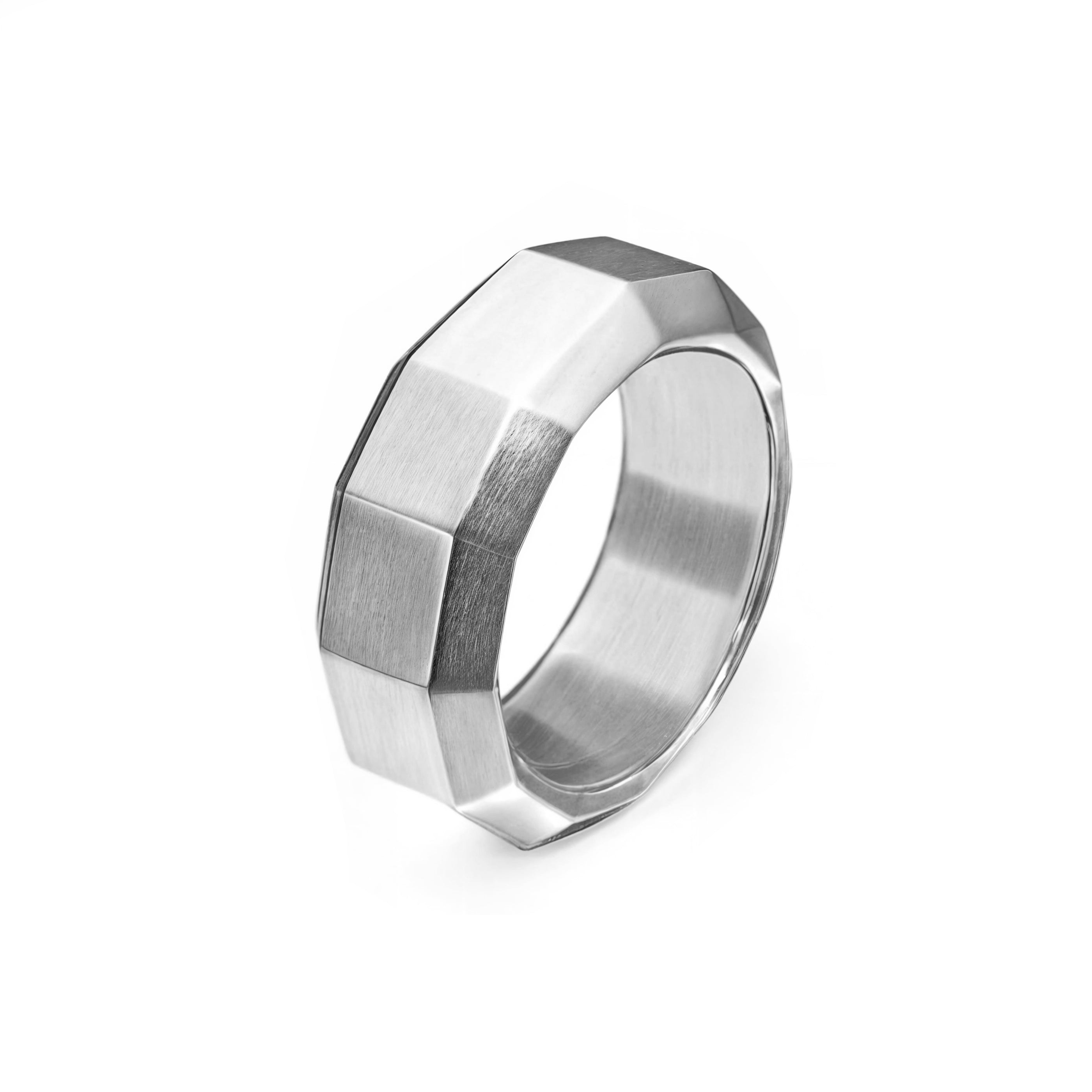 ANILLO FACETADO - ORO BLANCO