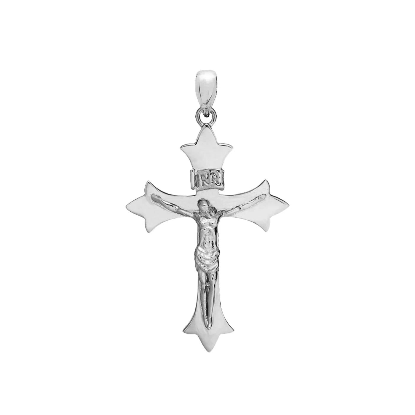 MEDIEVAL CRUCIFIX PENDANT - WHITE GOLD (35𝘮𝘮)