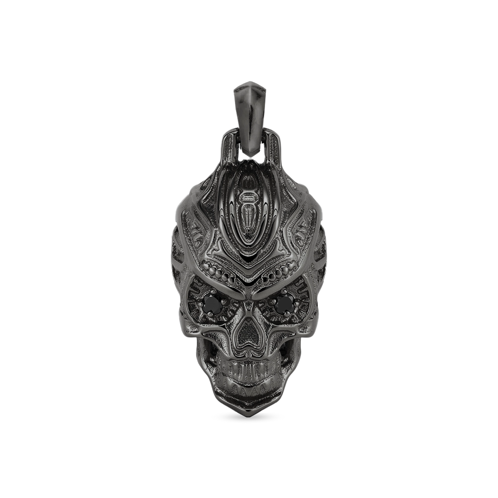 Handcrafted Black skeleton pendant with black zircon eyes for men