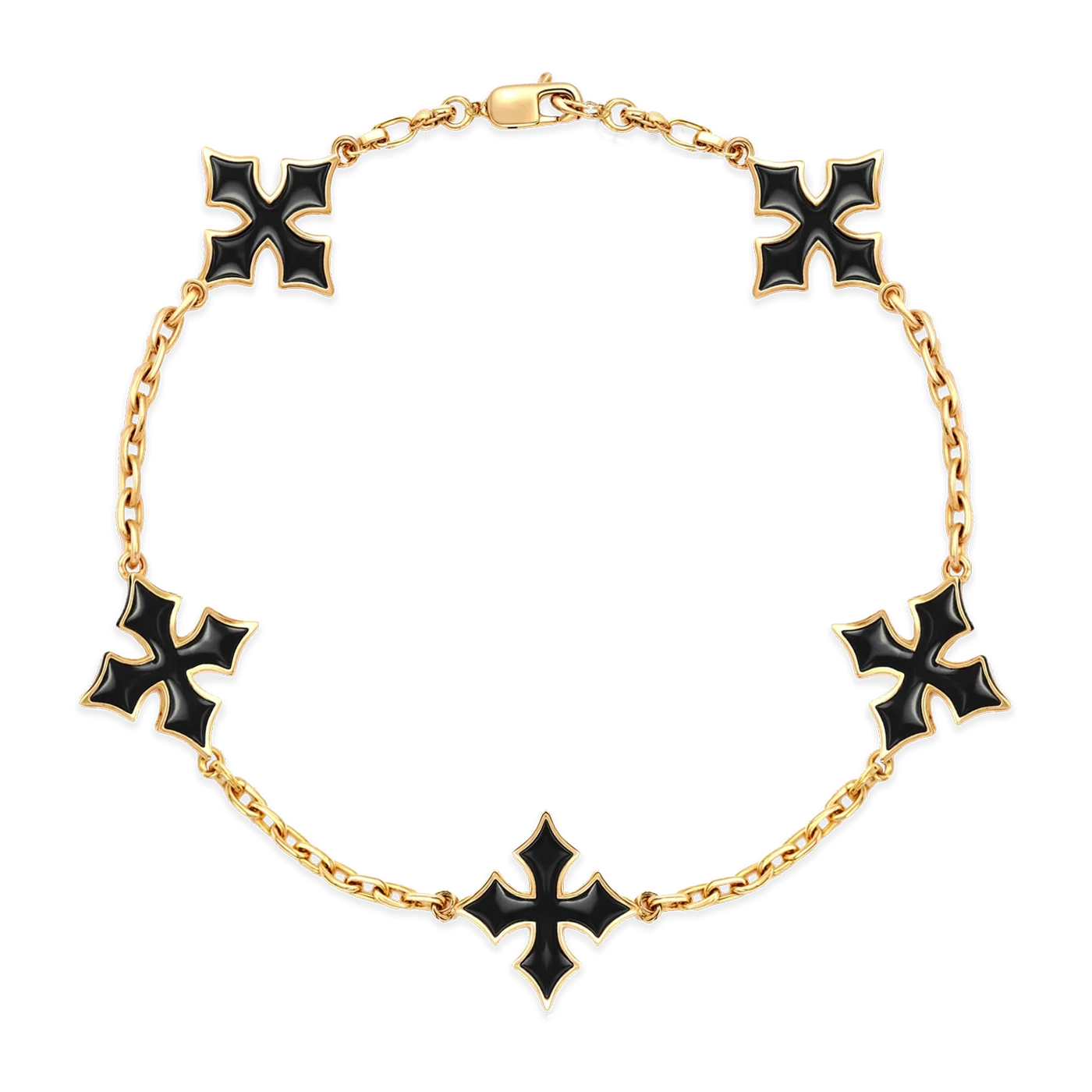 Julivno Van bracelet gold plated with black enamel for men