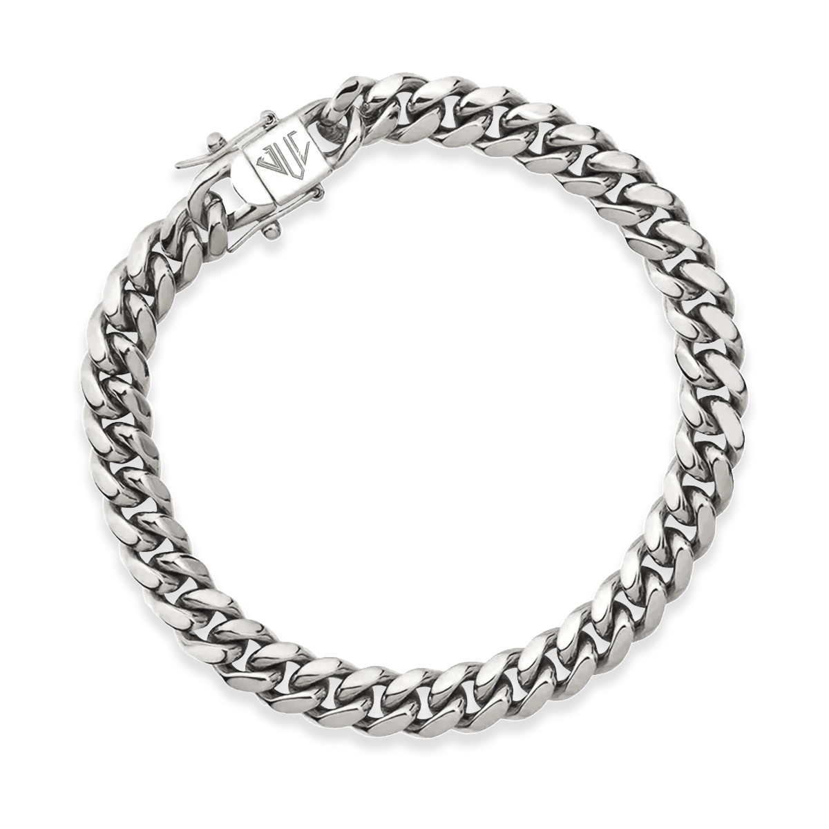 White gold cuban link bracelet 8mm for men