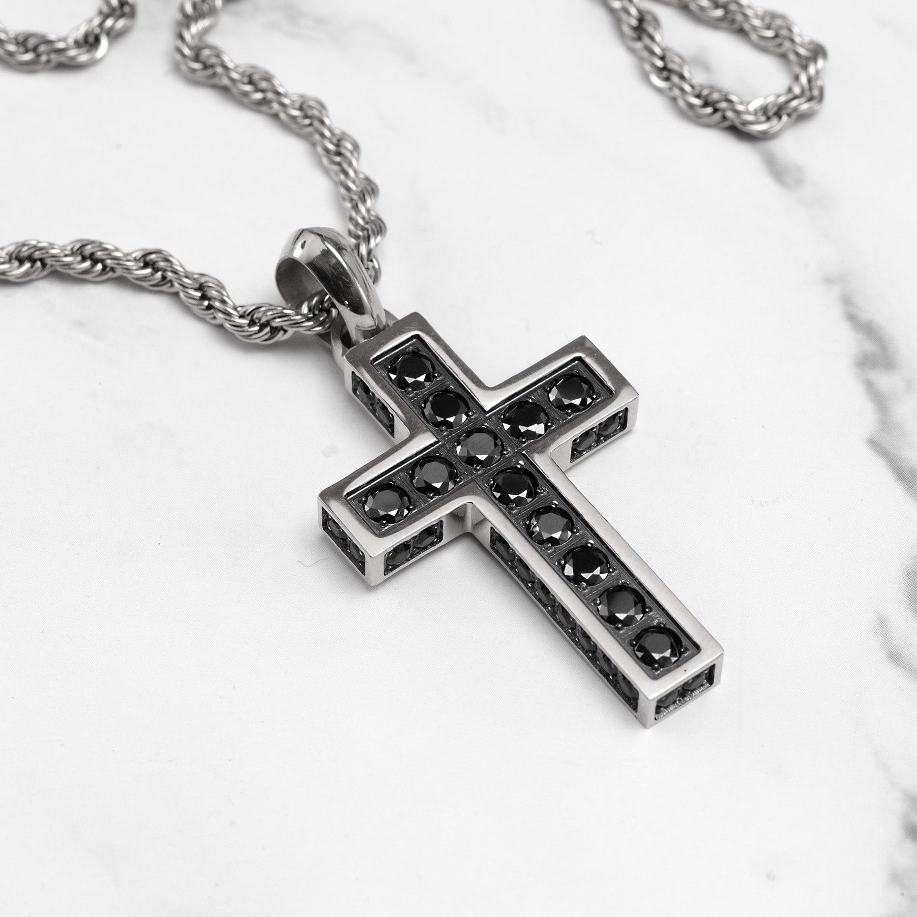 Luxury white gold cross pendant with refined geometric design
