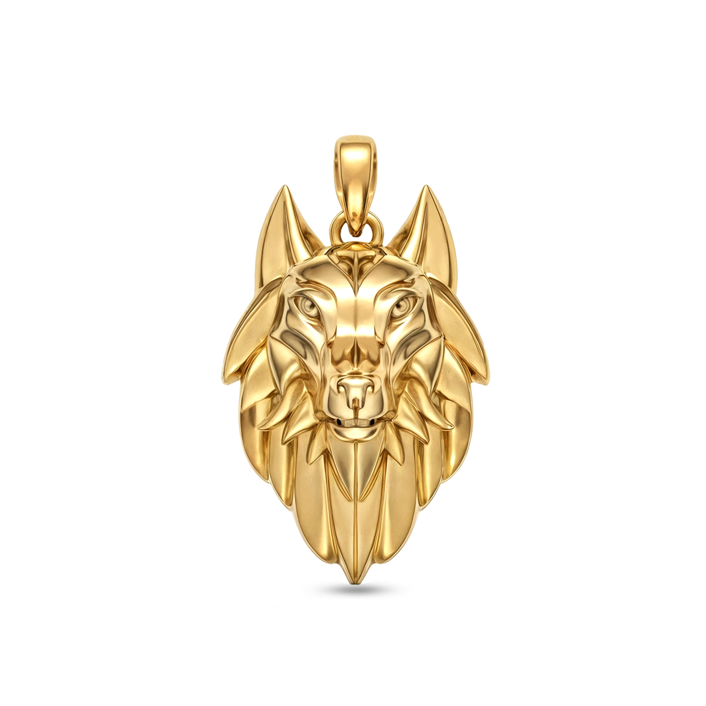 Wolf pendant 18K gold plated 34mm for men