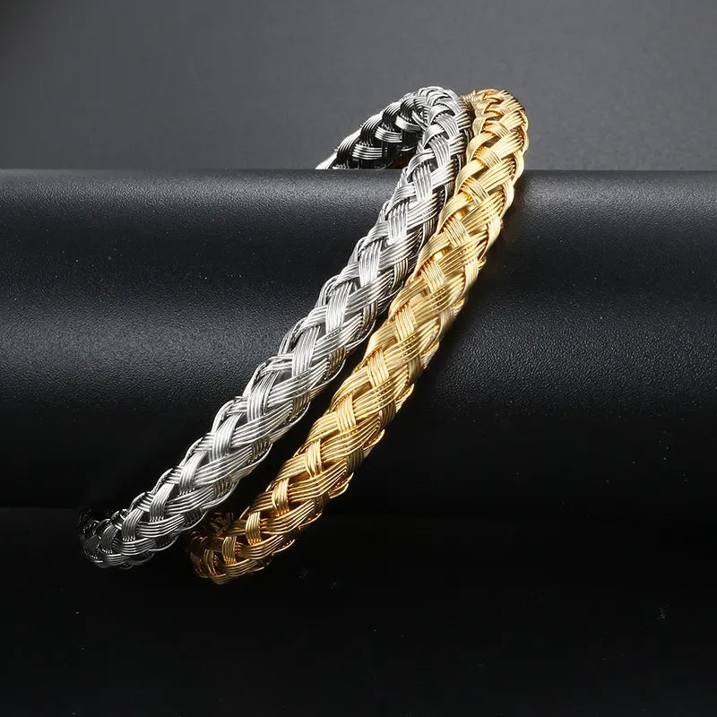 CABLE CUFF - WHITE GOLD